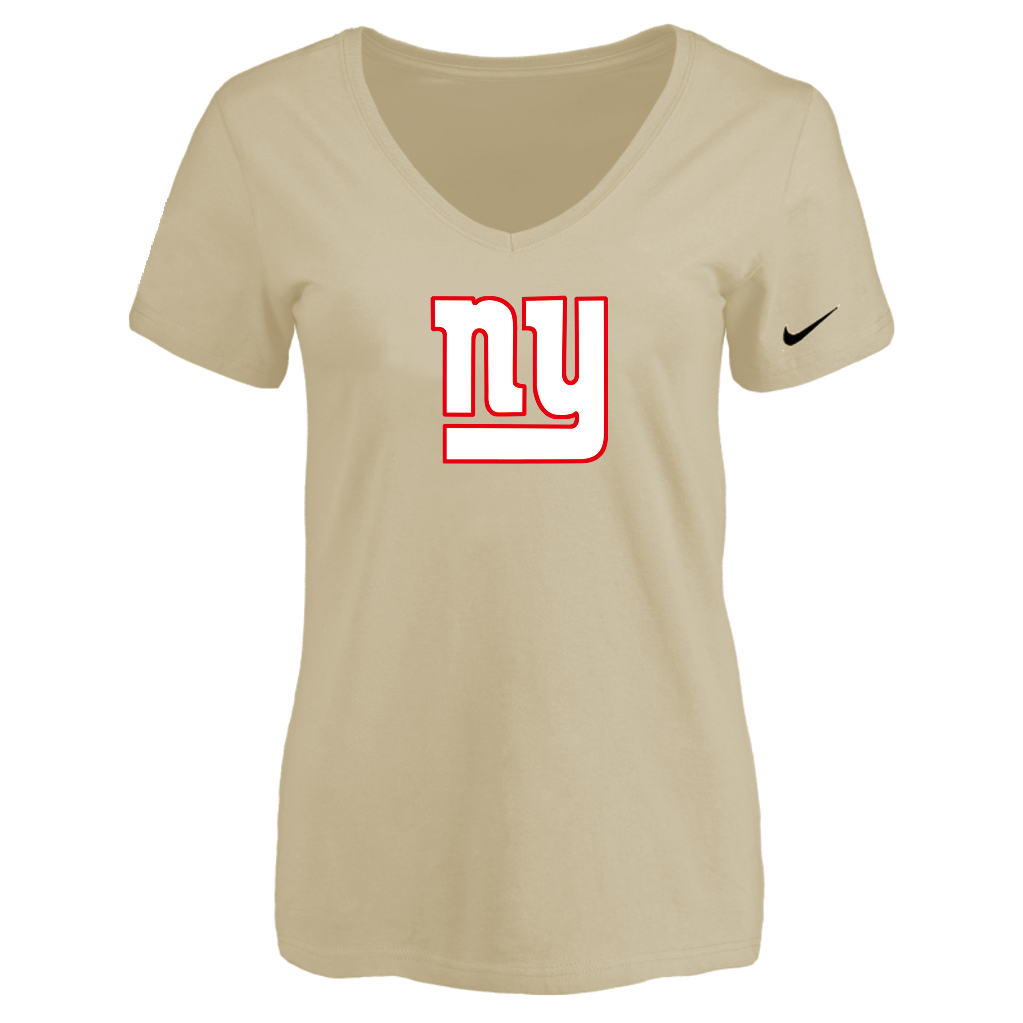 New York Giants Beige Women's Logo V neck T-Shirt