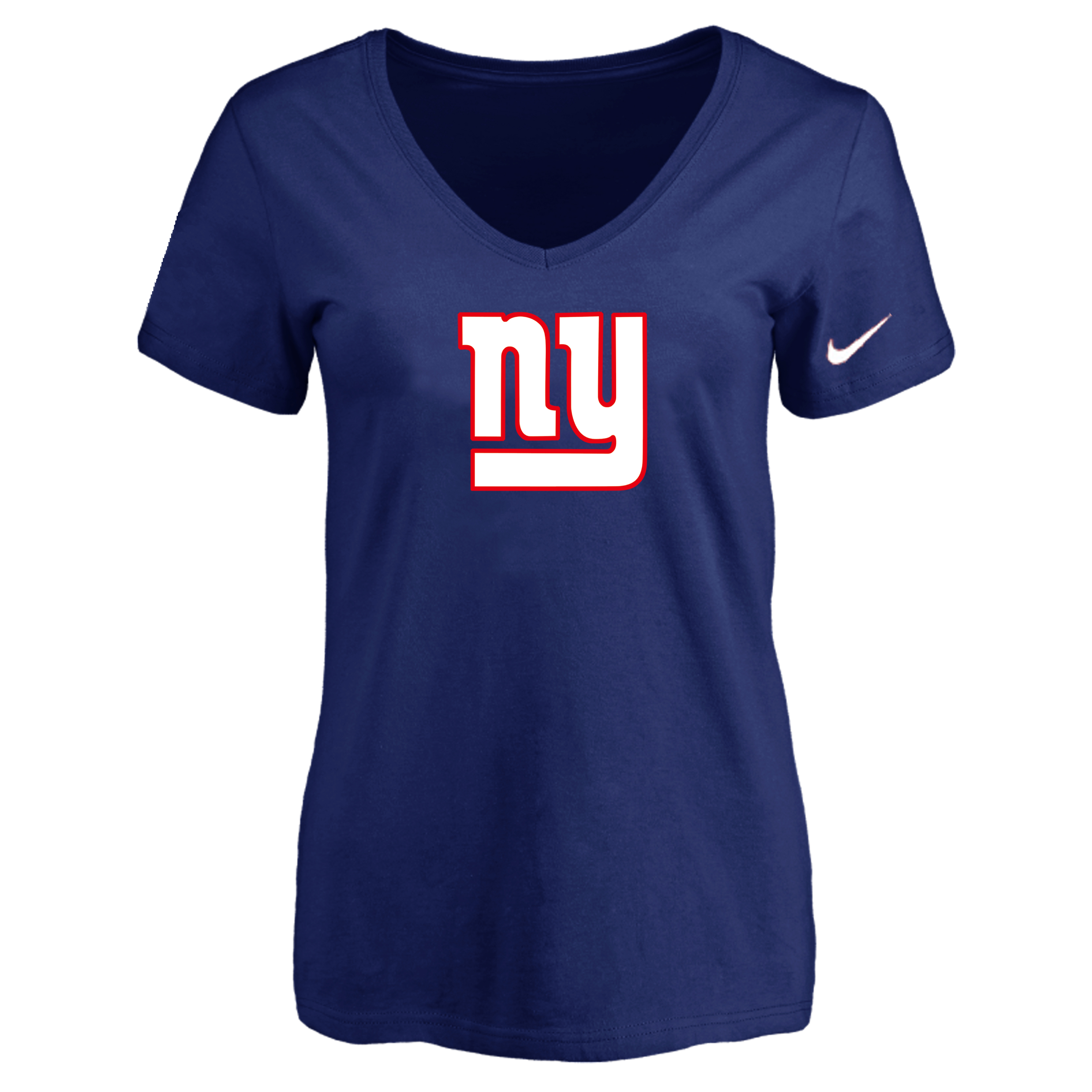 New York Giants D.Blue Women's Logo V neck T-Shirt