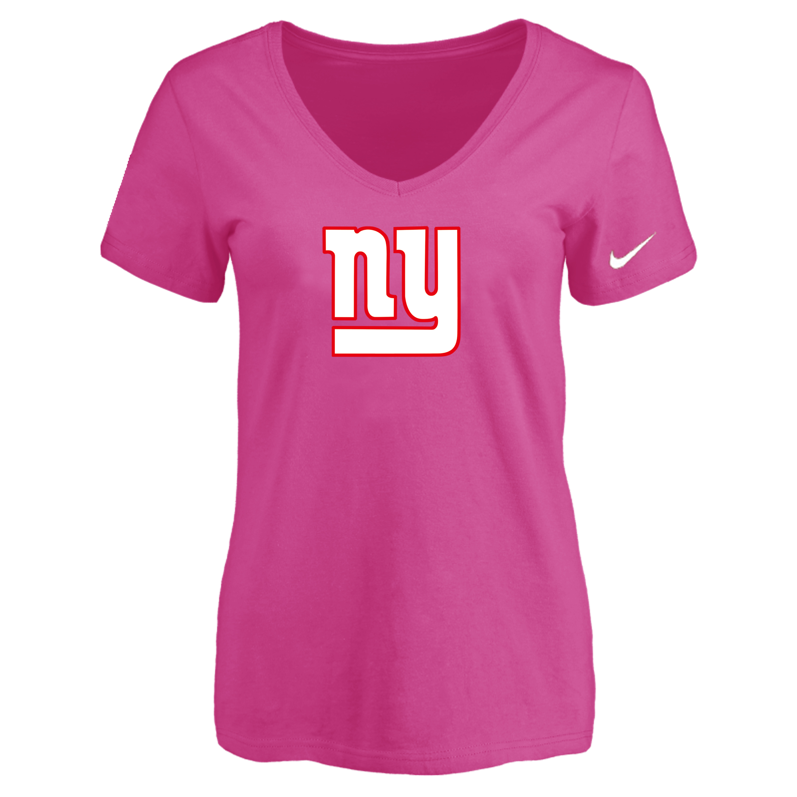 New York Giants Peach Women's Logo V neck T-Shirt
