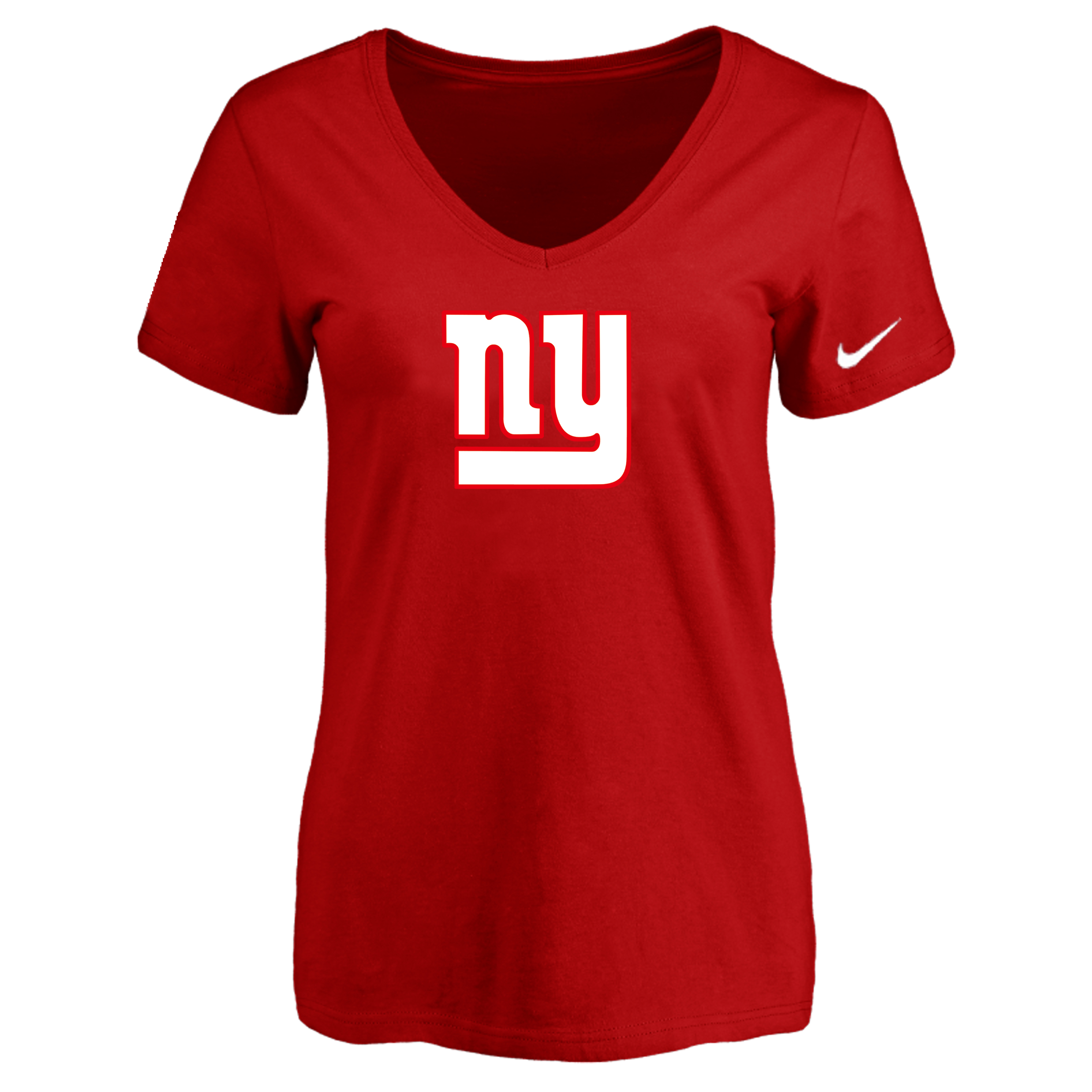 New York Giants Red Women's Logo V neck T-Shirt