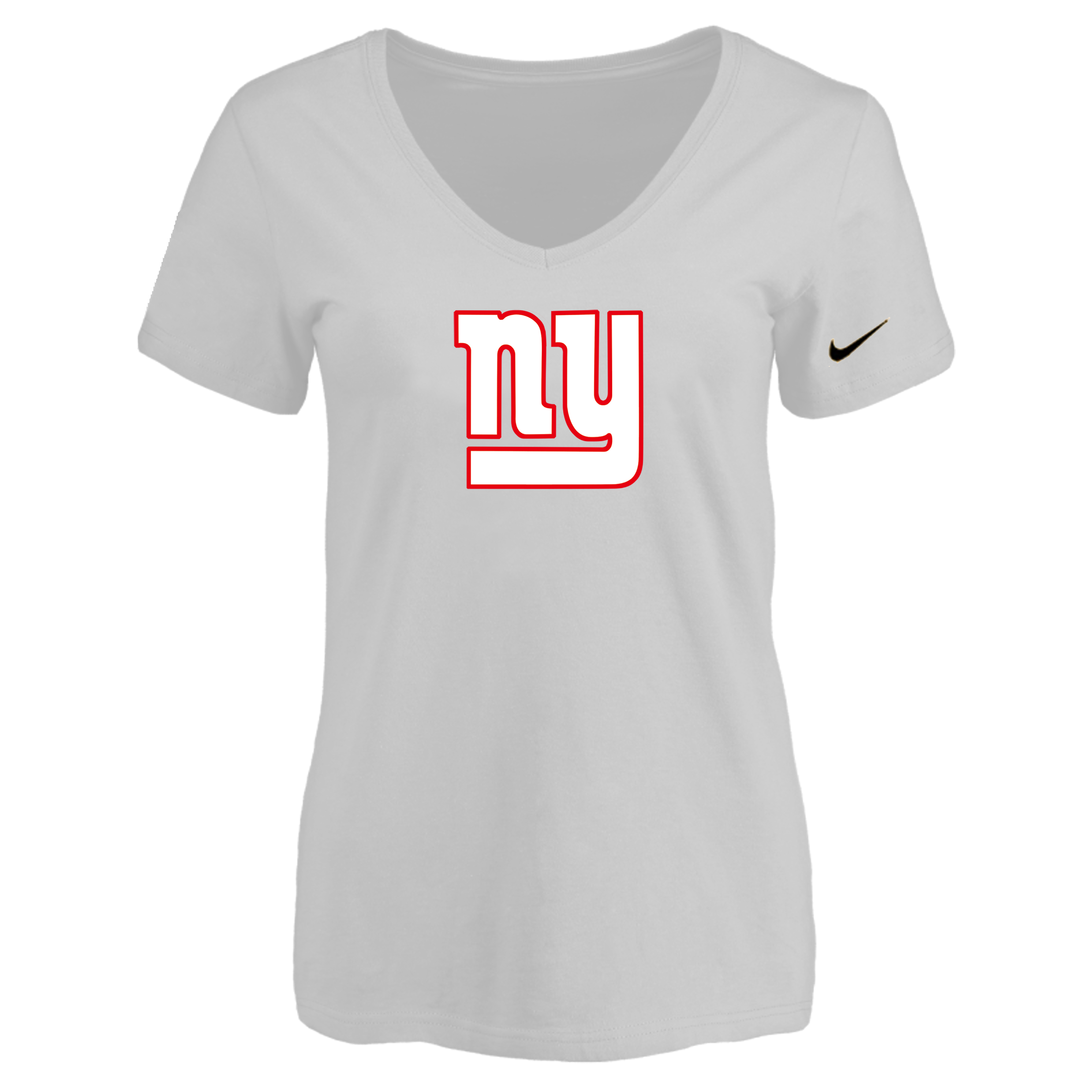 New York Giants White Women's Logo V neck T-Shirt