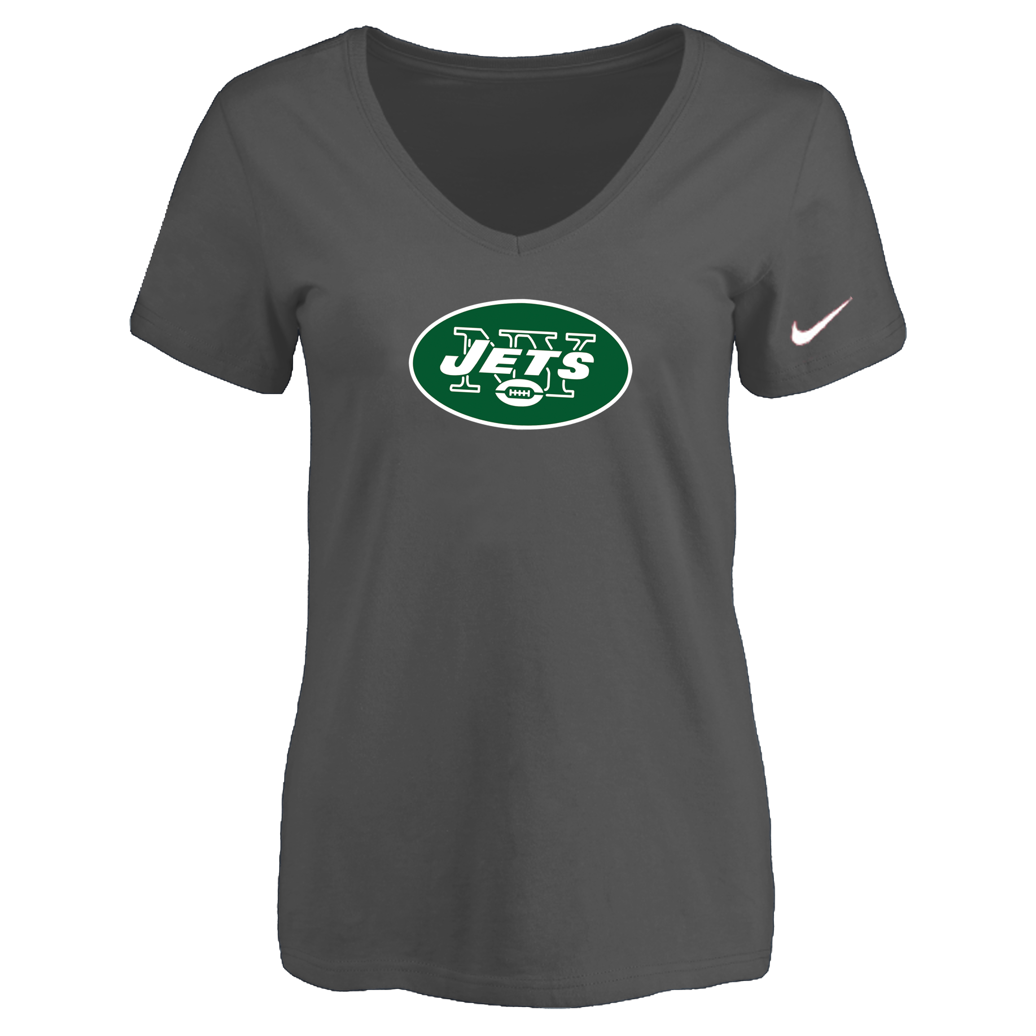 New York Jets D.Gray Women's Logo V neck T-Shirt - Click Image to Close