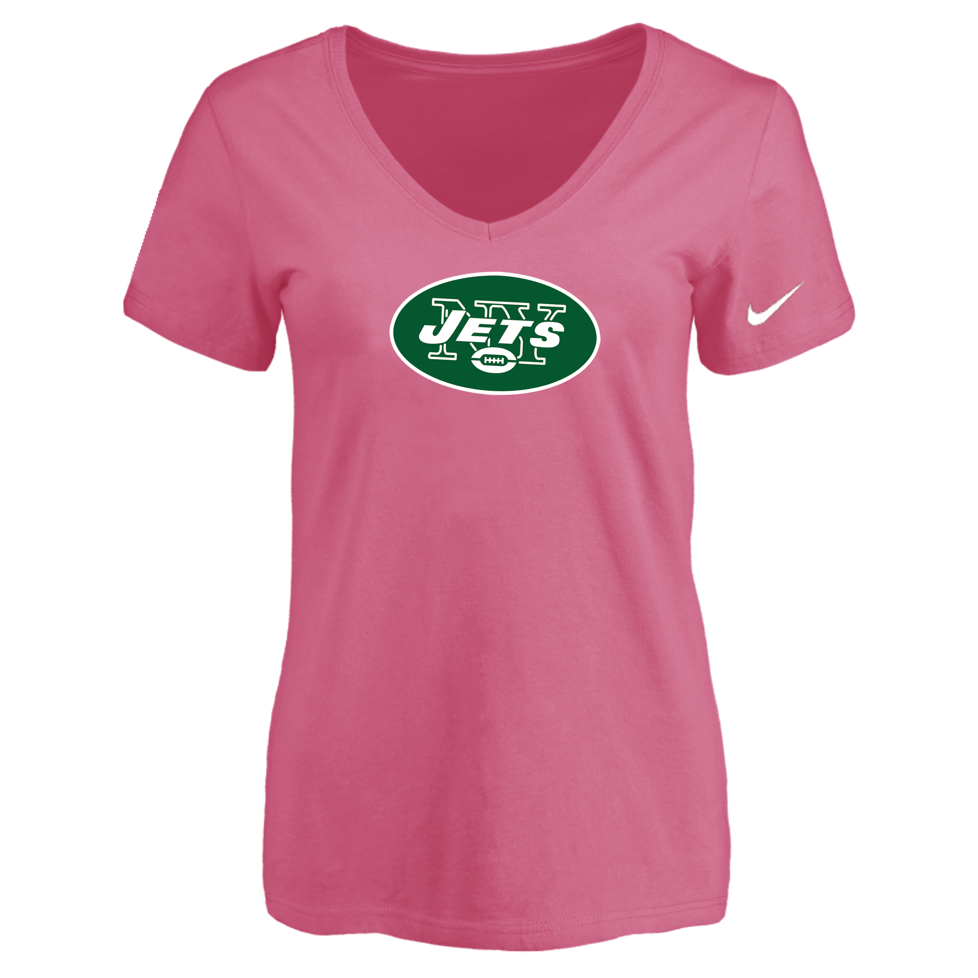 New York Jets Pink Women's Logo V neck T-Shirt New York Jets Pink Women's Logo V neck T-Shirt