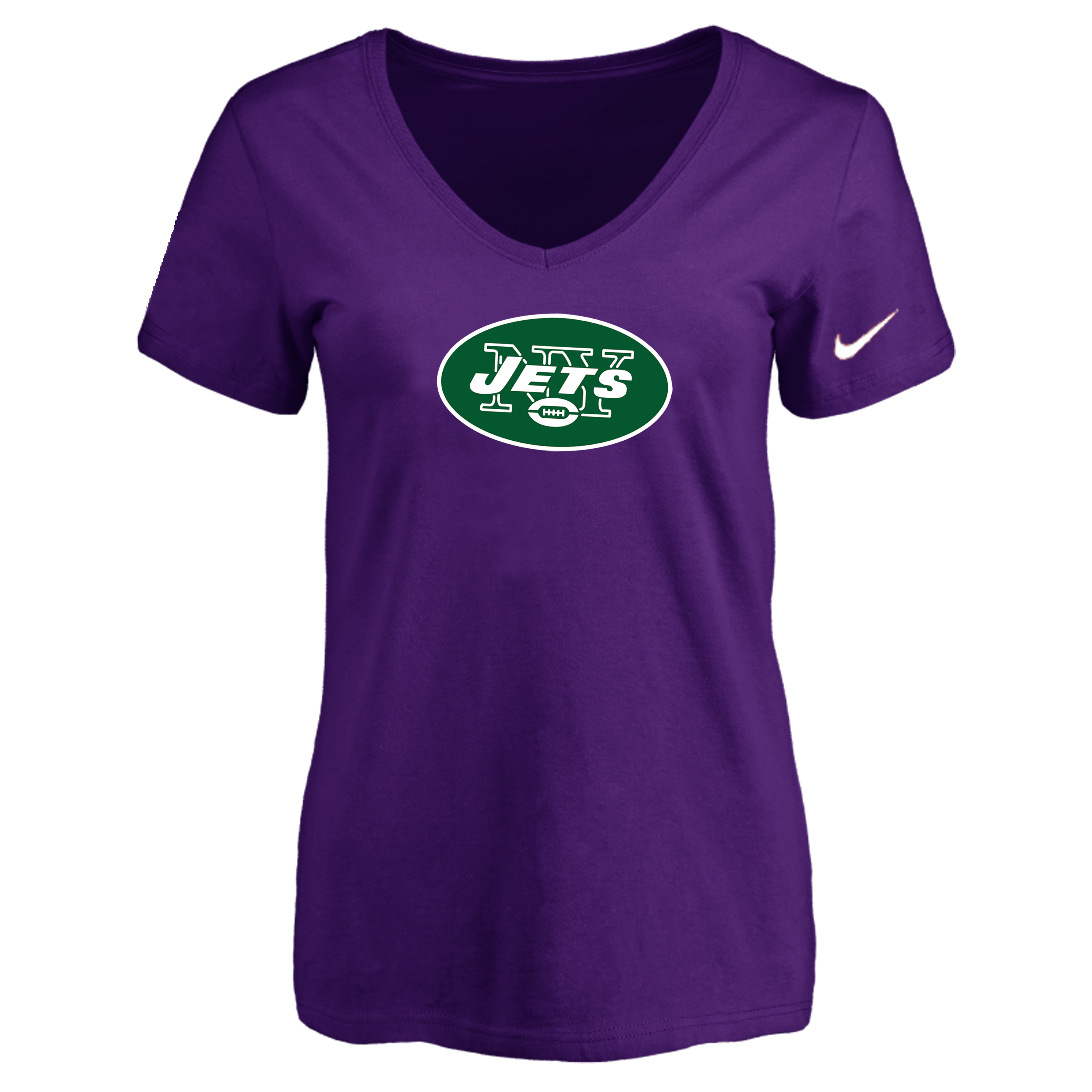 New York Jets Purple Women's Logo V neck T-Shirt