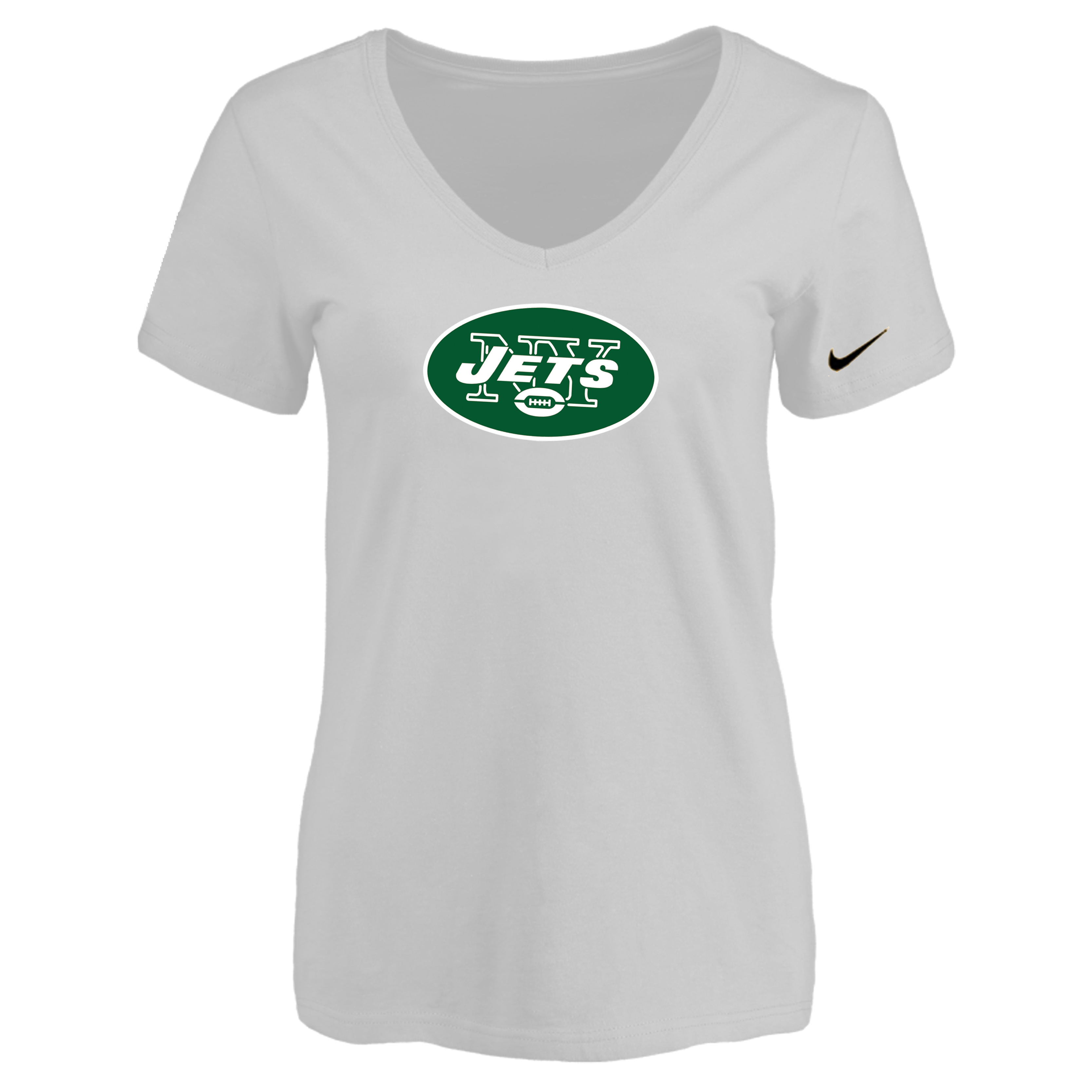New York Jets White Women's Logo V neck T-Shirt New York Jets White Women's Logo V neck T-Shirt