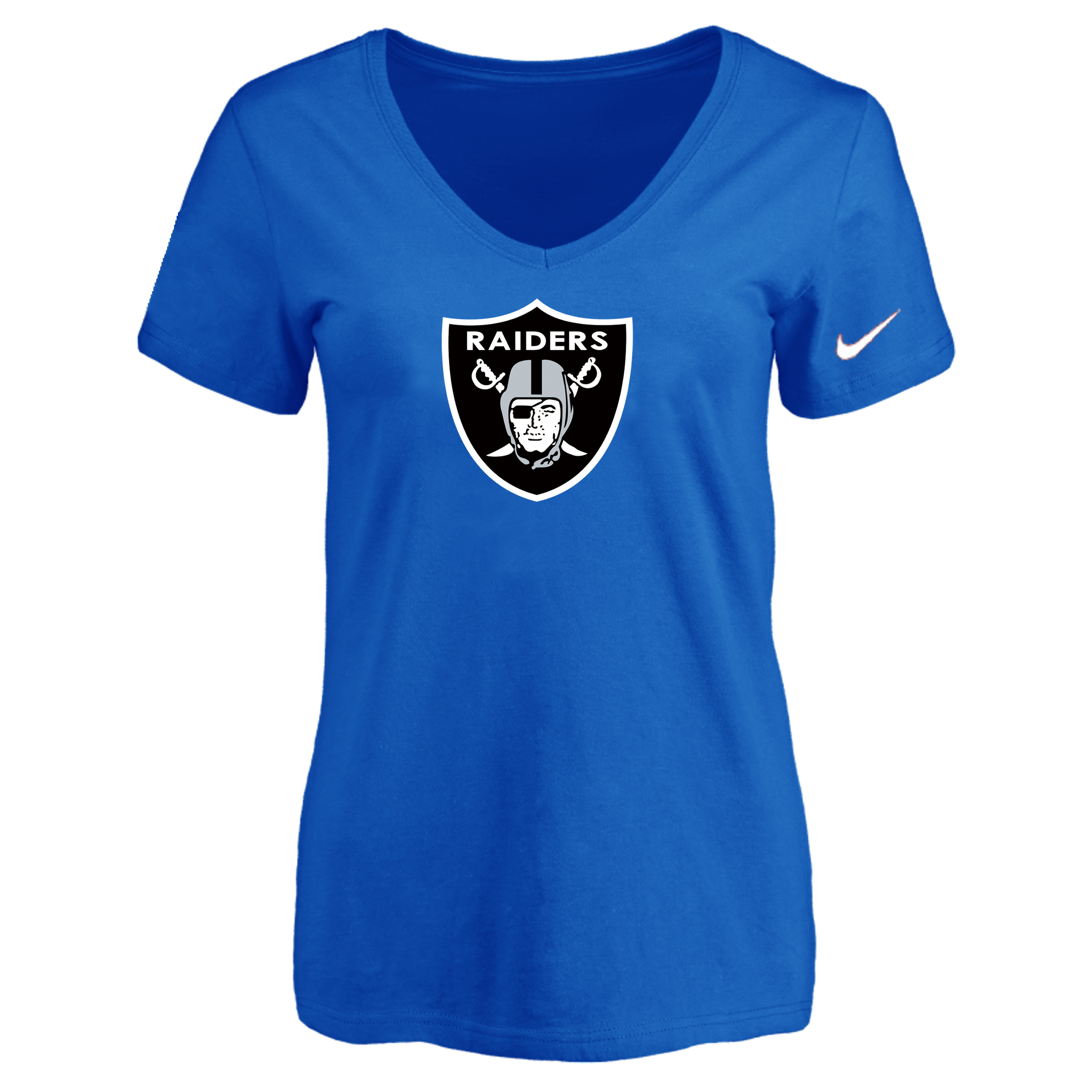 Oakland Raiders Blue Women's Logo V neck T-Shirt
