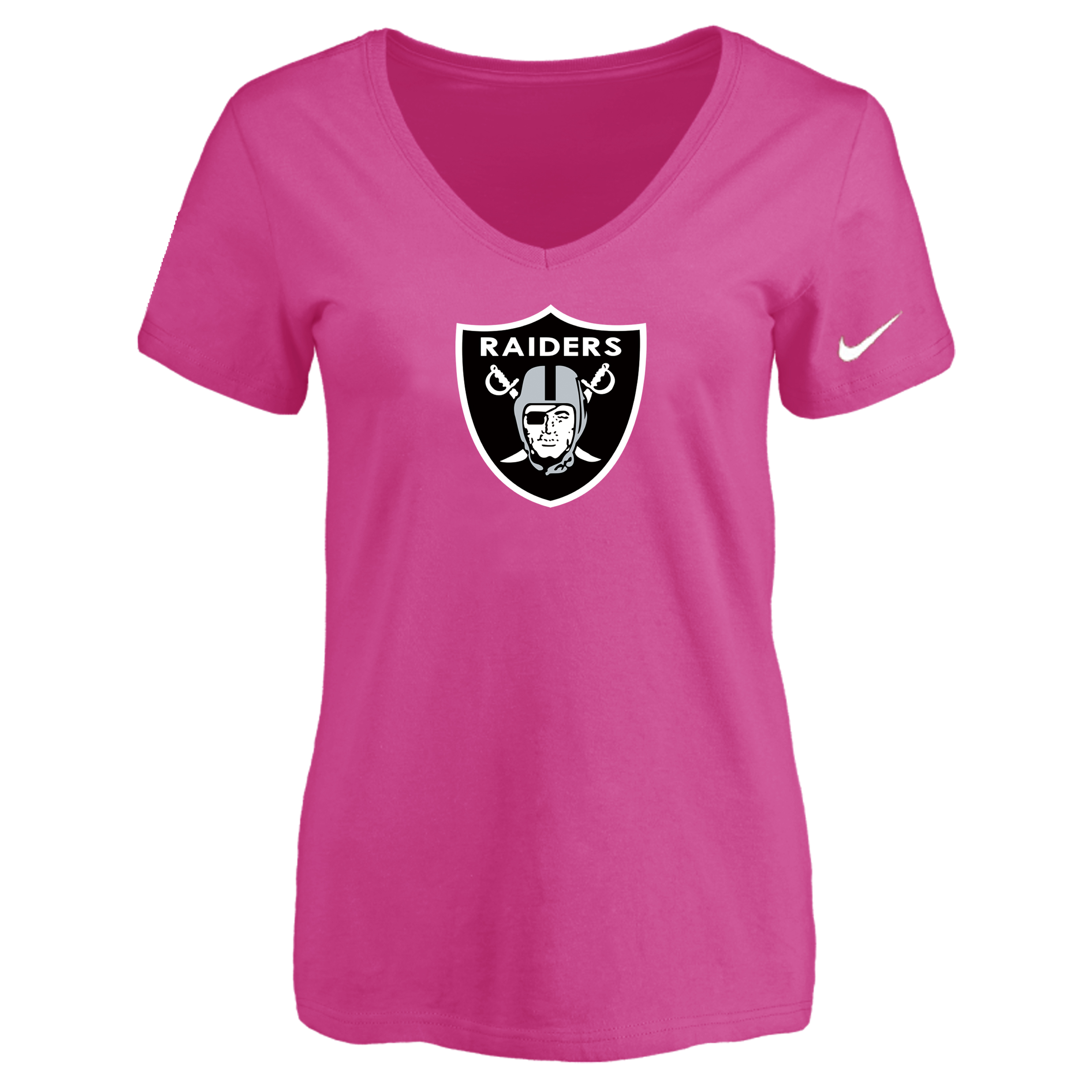 Oakland Raiders Peach Women's Logo V neck T-Shirt