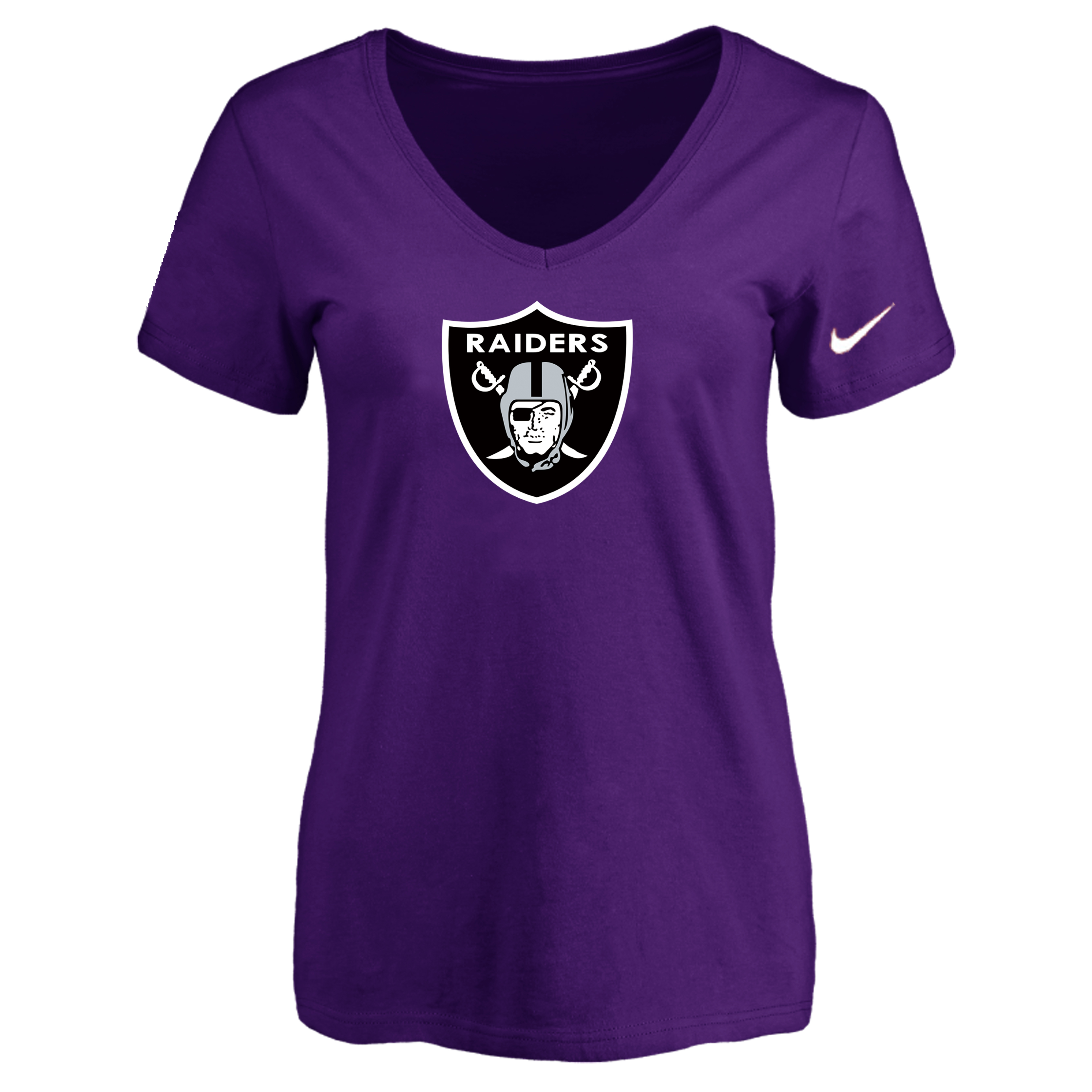 Oakland Raiders Purple Women's Logo V neck T-Shirt