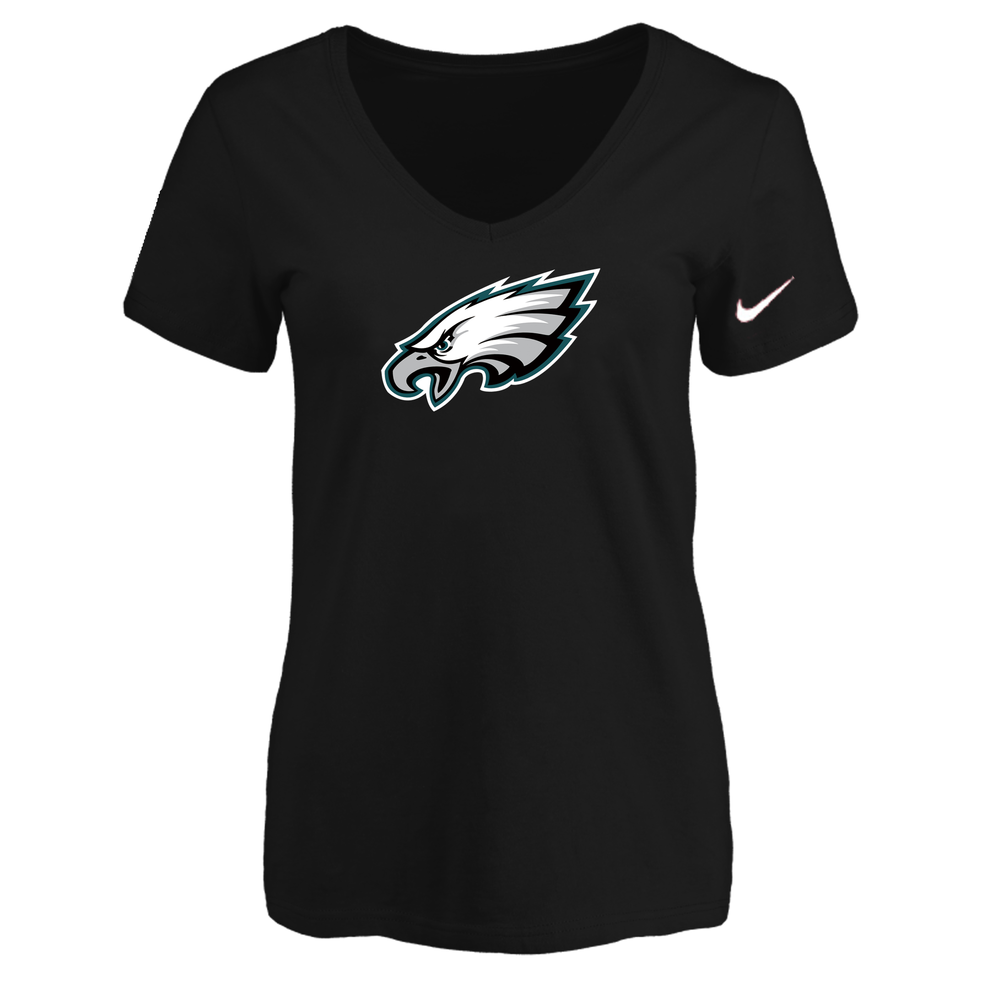 Philadelphia Eagles Black Women's Logo V neck T-Shirt