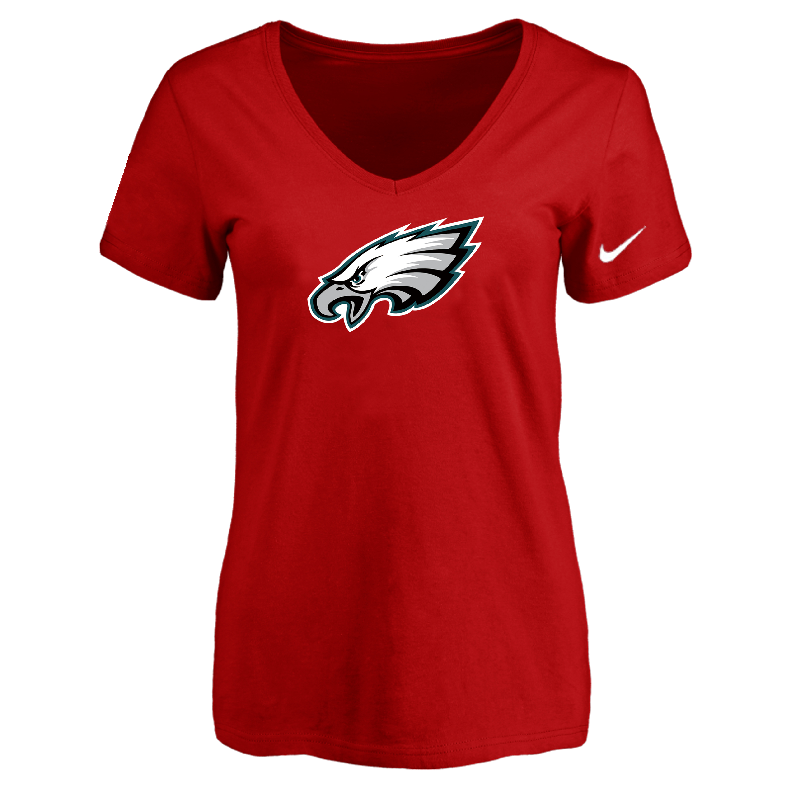 Philadelphia Eagles Red Women's Logo V neck T-Shirt