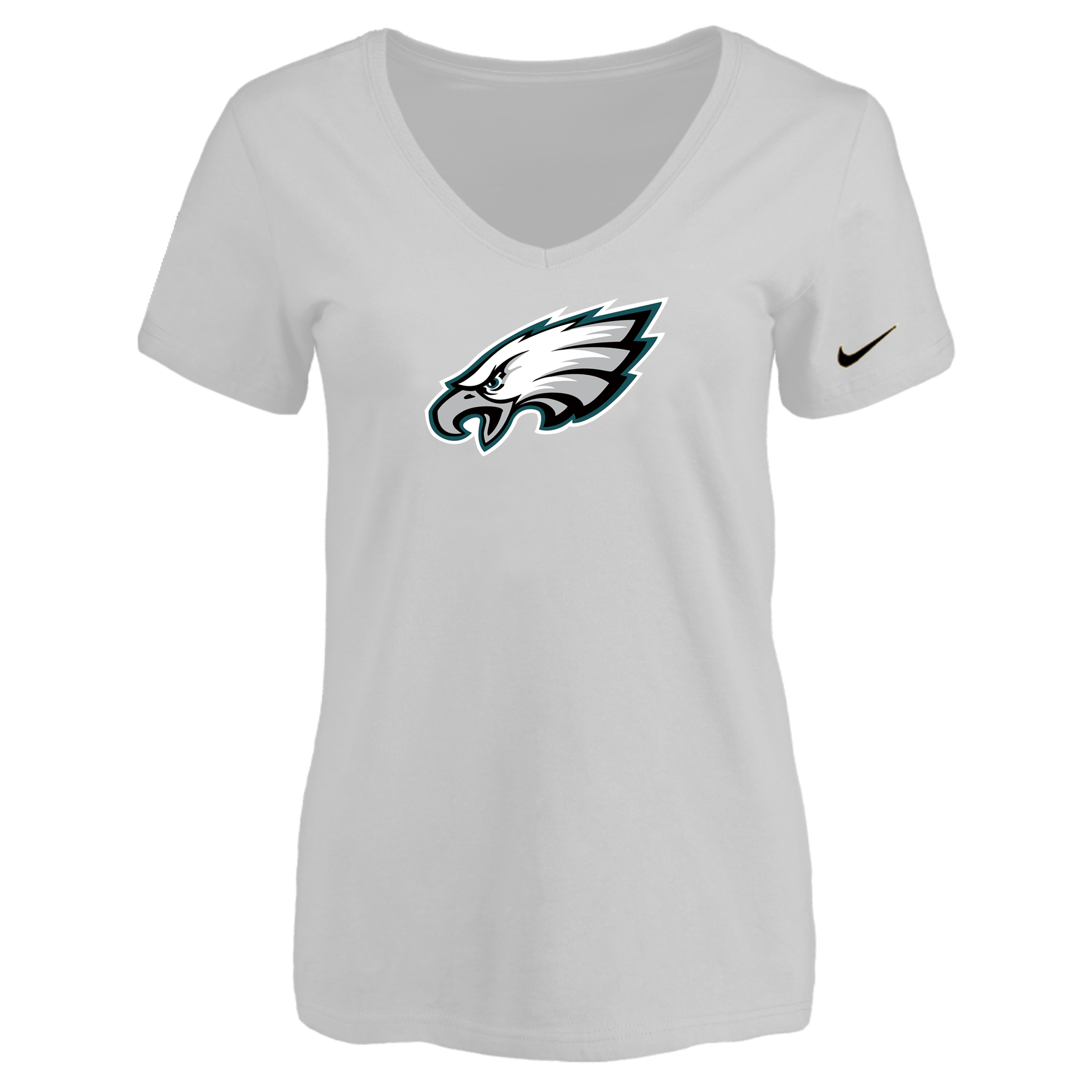 Philadelphia Eagles White Women's Logo V neck T-Shirt