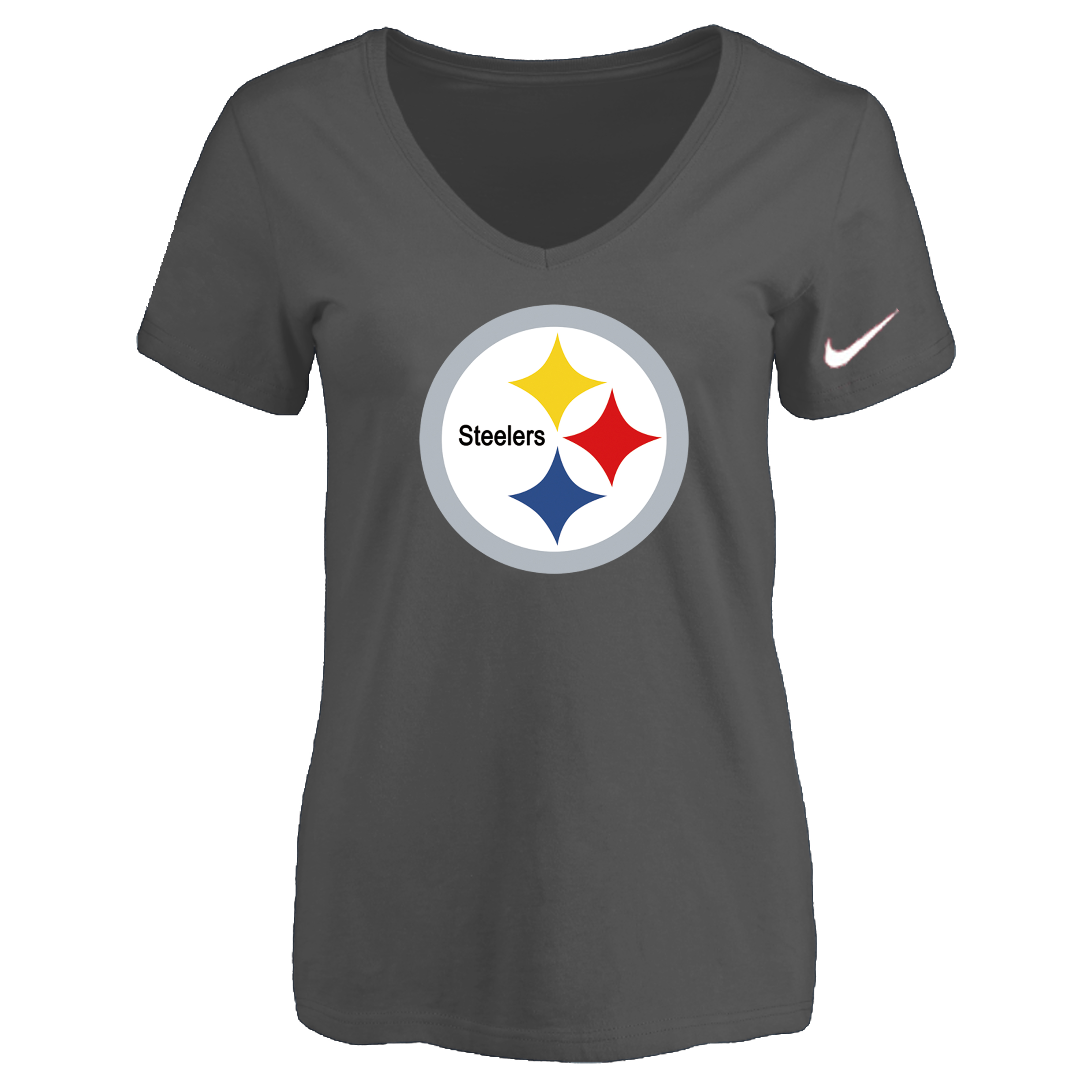 Pittsburgh Steelers D.Gray Women's Logo V neck T-Shirt