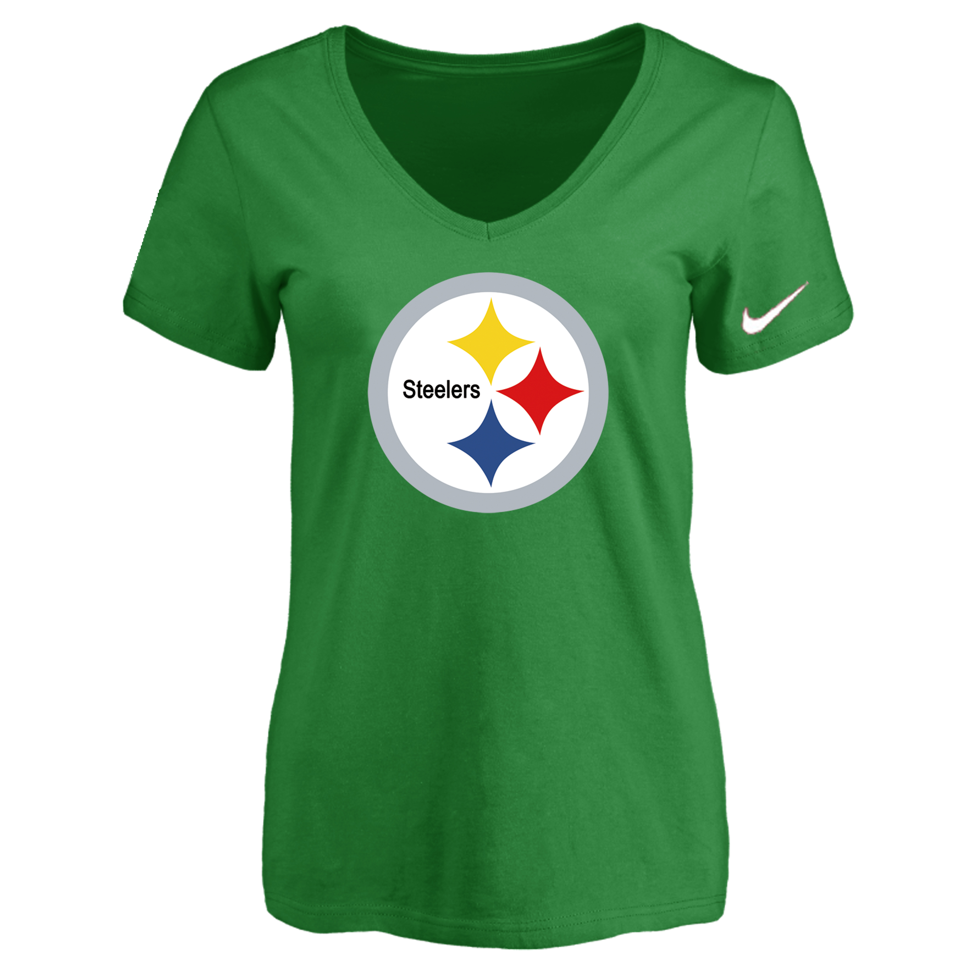 Pittsburgh Steelers D.Green Women's Logo V neck T-Shirt - Click Image to Close