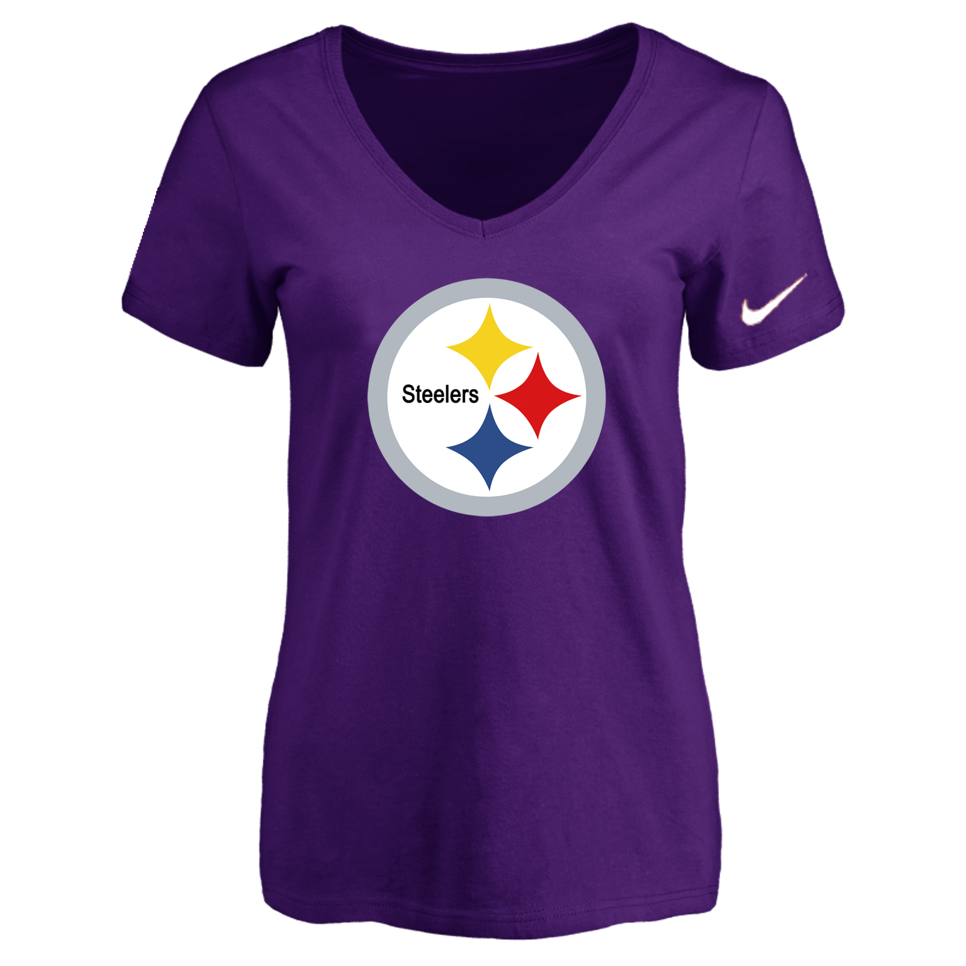Pittsburgh Steelers Purple Women's Logo V neck T-Shirt