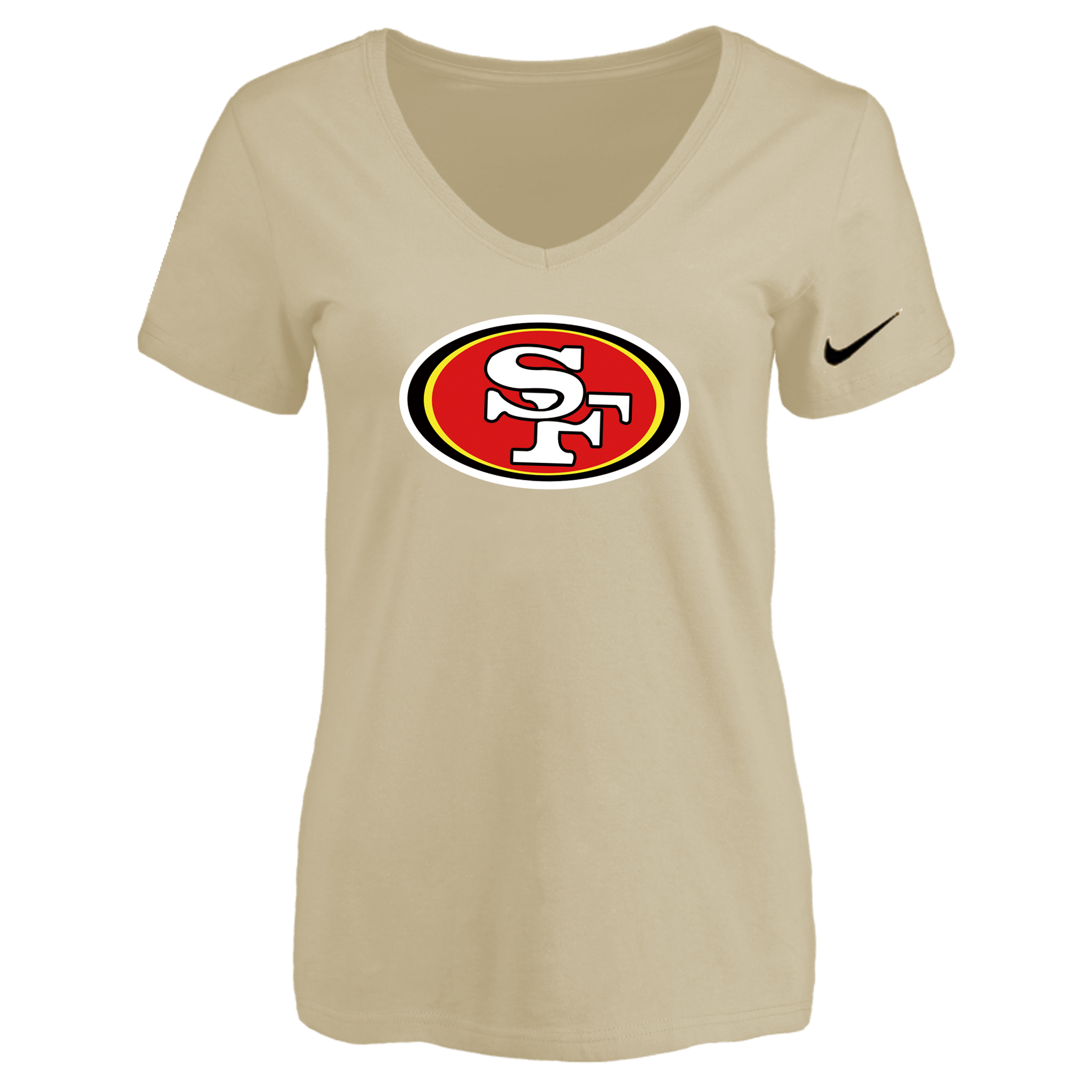 San Francisco 49ers Beige Women's Logo V neck T-Shirt