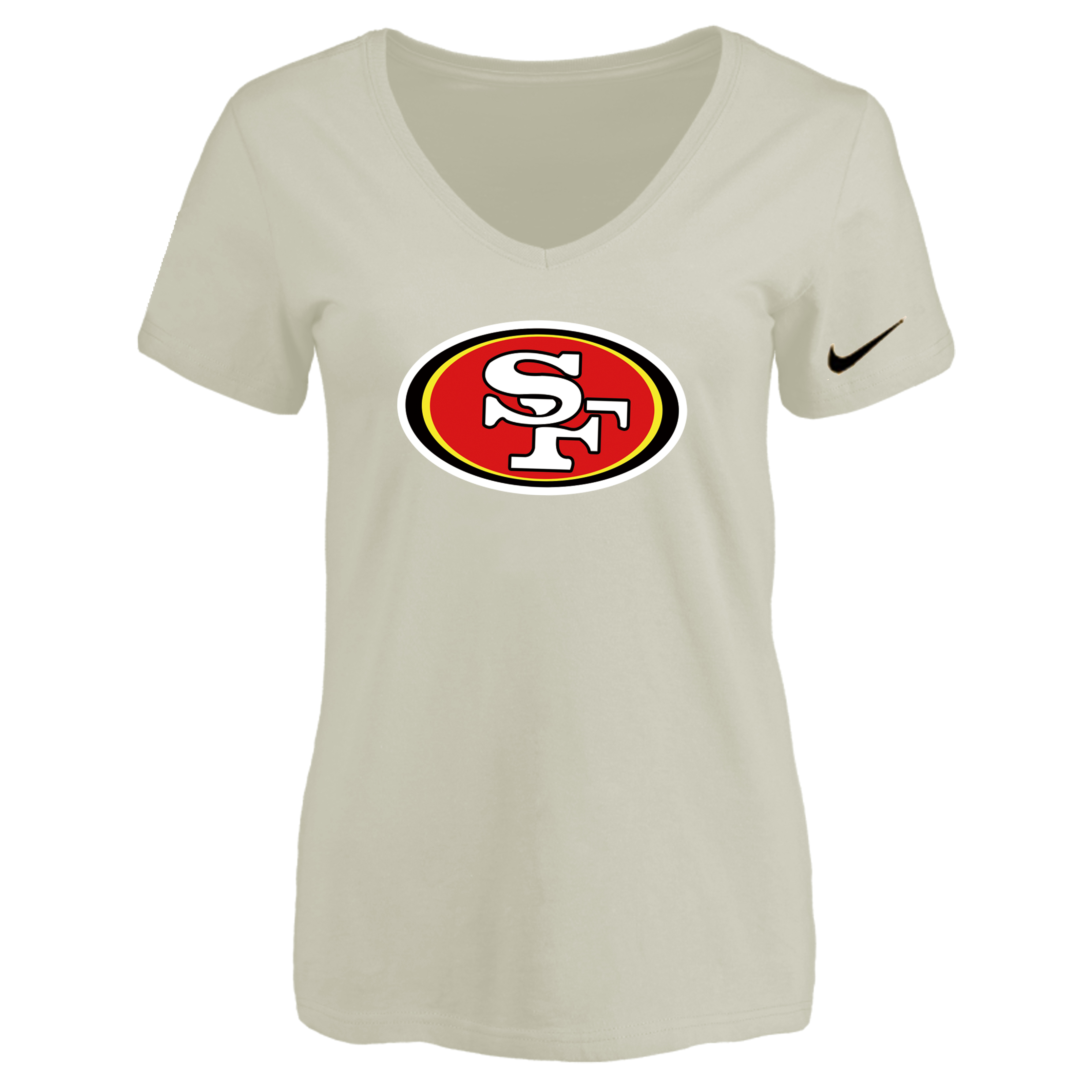 San Francisco 49ers Cream Women's Logo V neck T-Shirt