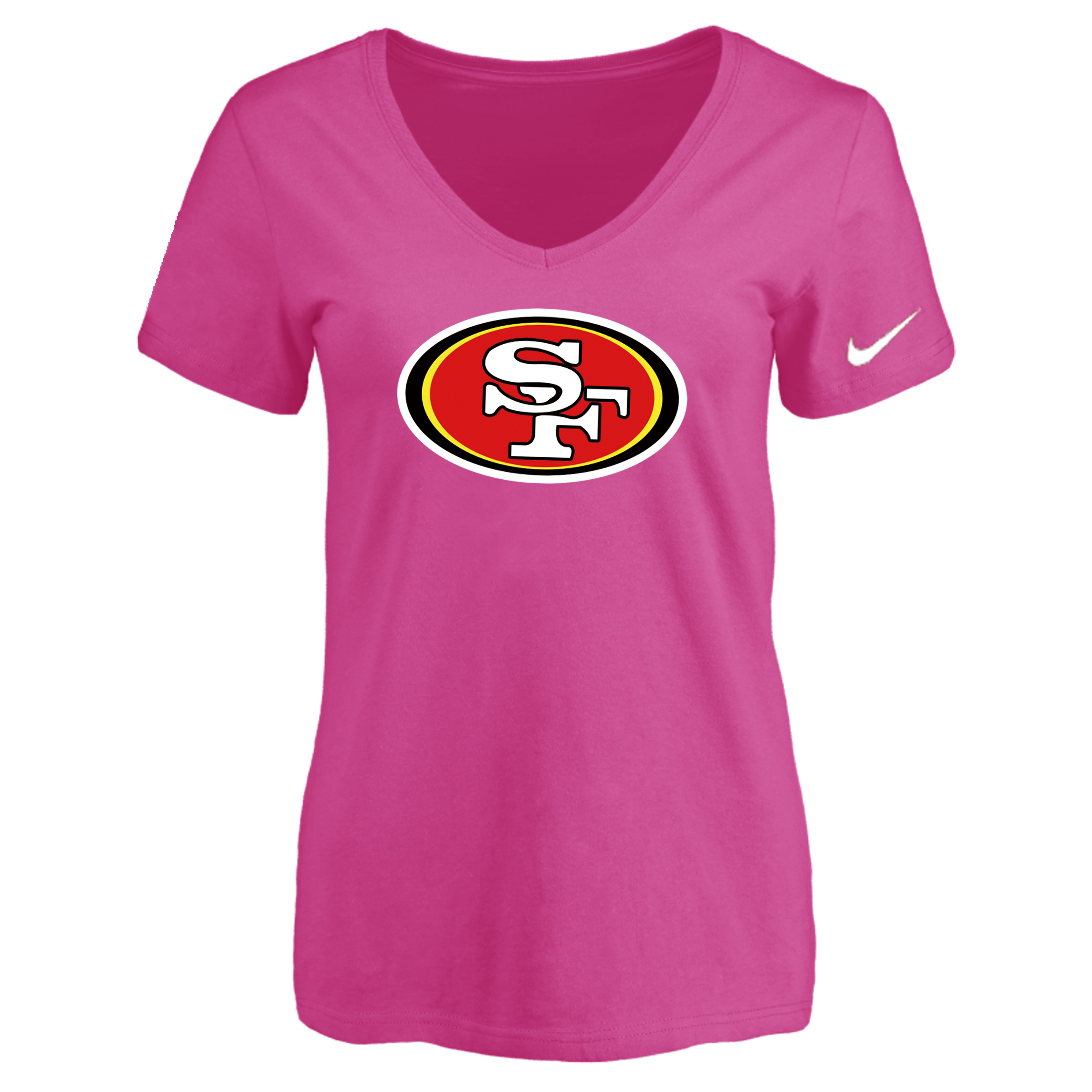 San Francisco 49ers Peach Women's Logo V neck T-Shirt