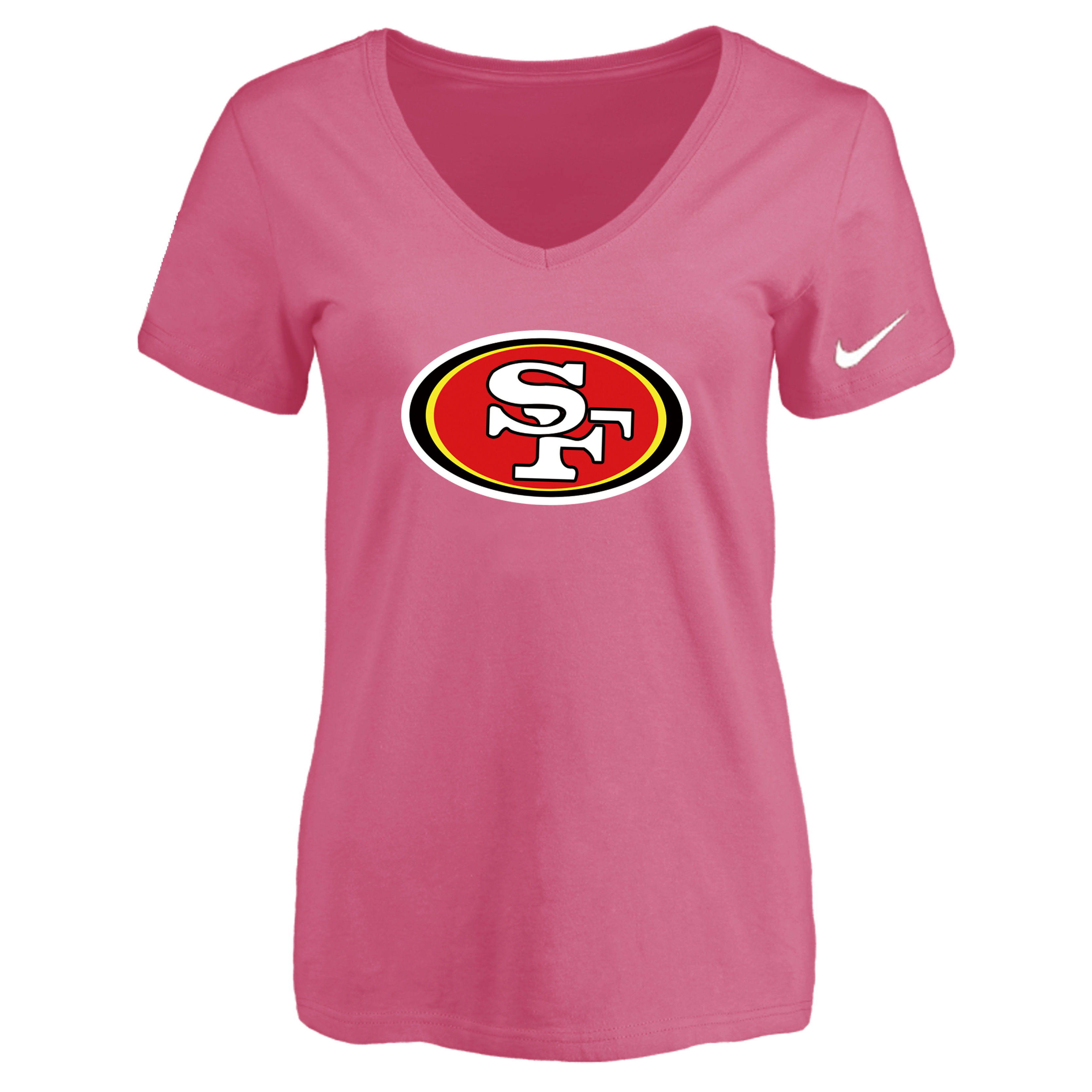 San Francisco 49ers Pink Women's Logo V neck T-Shirt