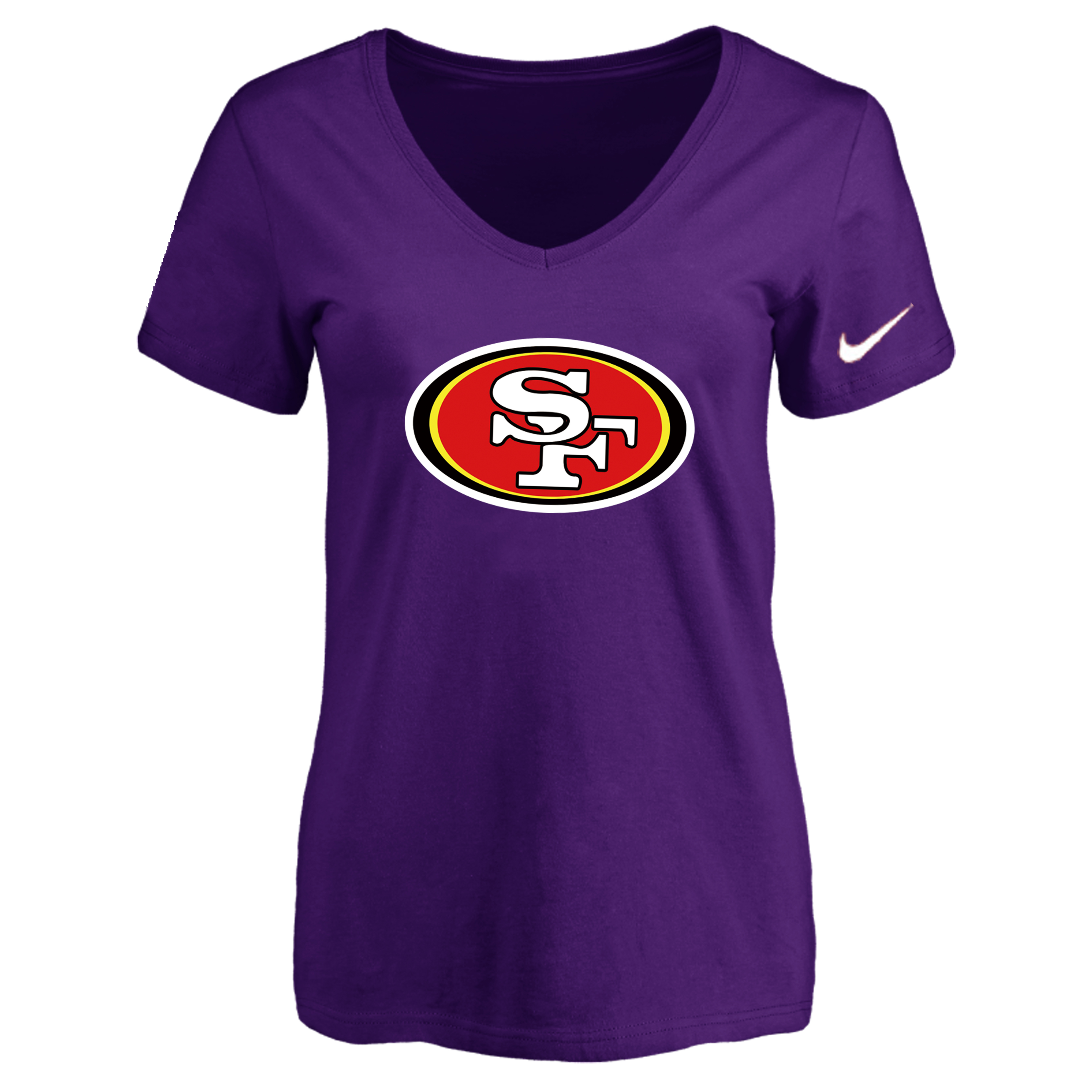 San Francisco 49ers Purple Women's Logo V neck T-Shirt