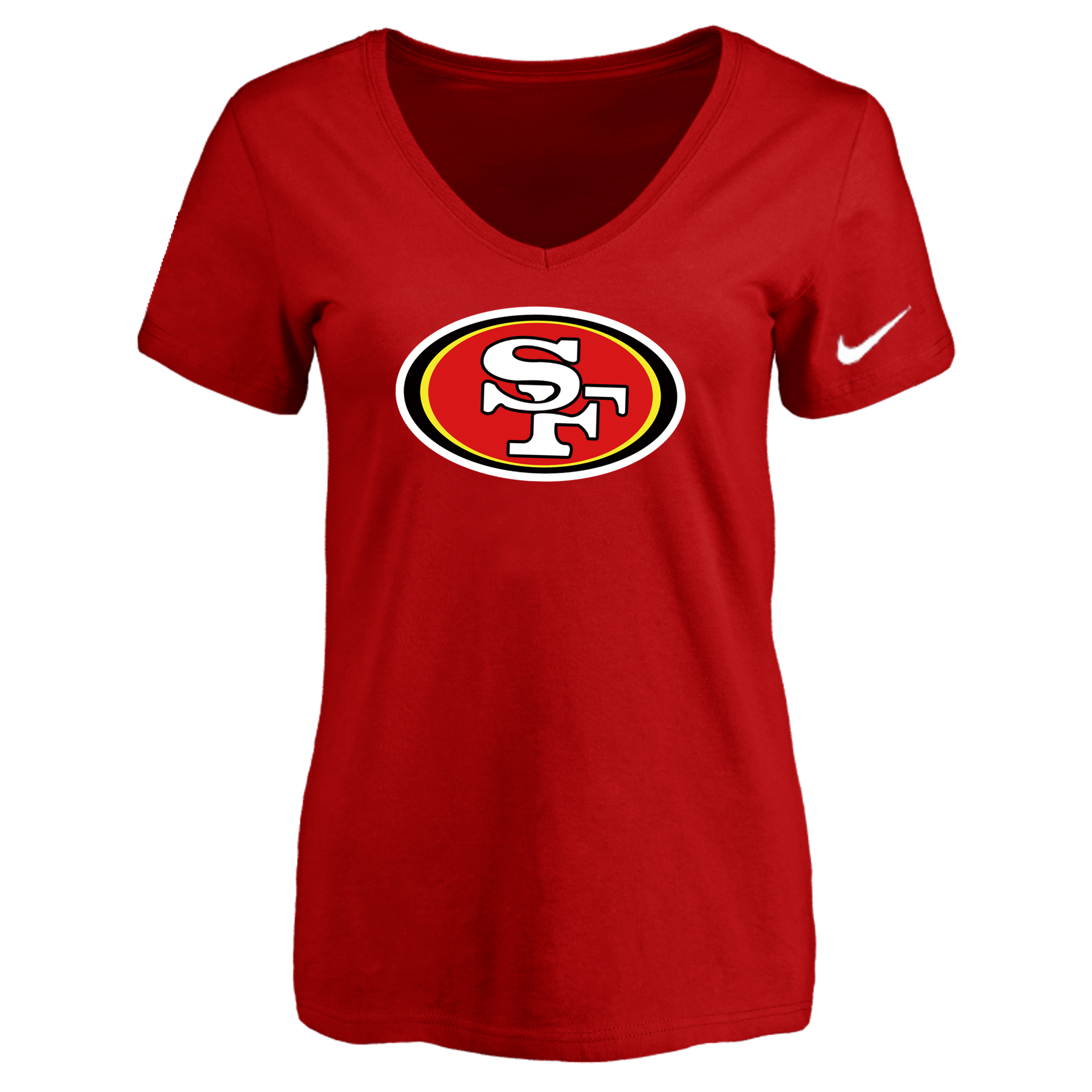 San Francisco 49ers Red Women's Logo V neck T-Shirt