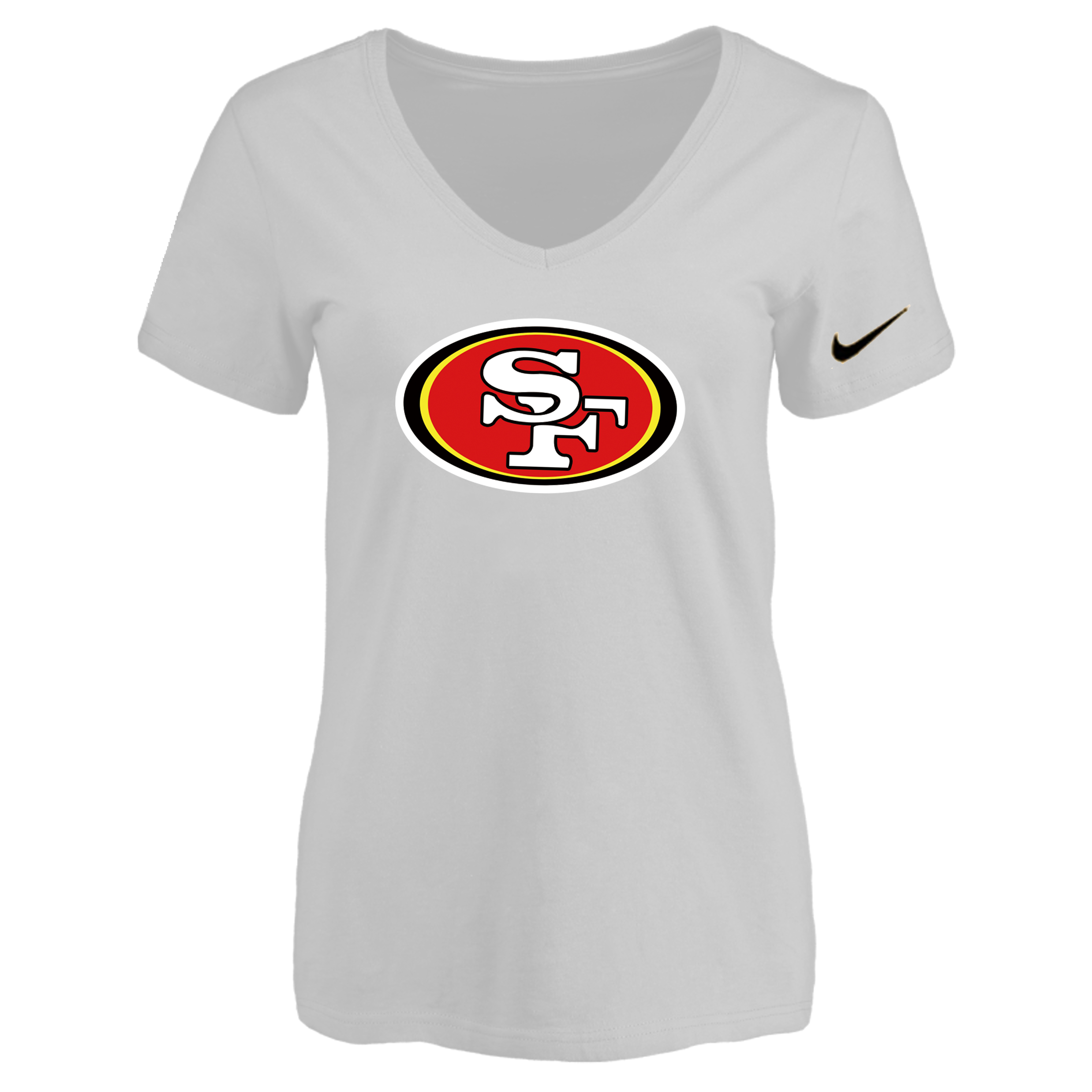 San Francisco 49ers White Women's Logo V neck T-Shirt