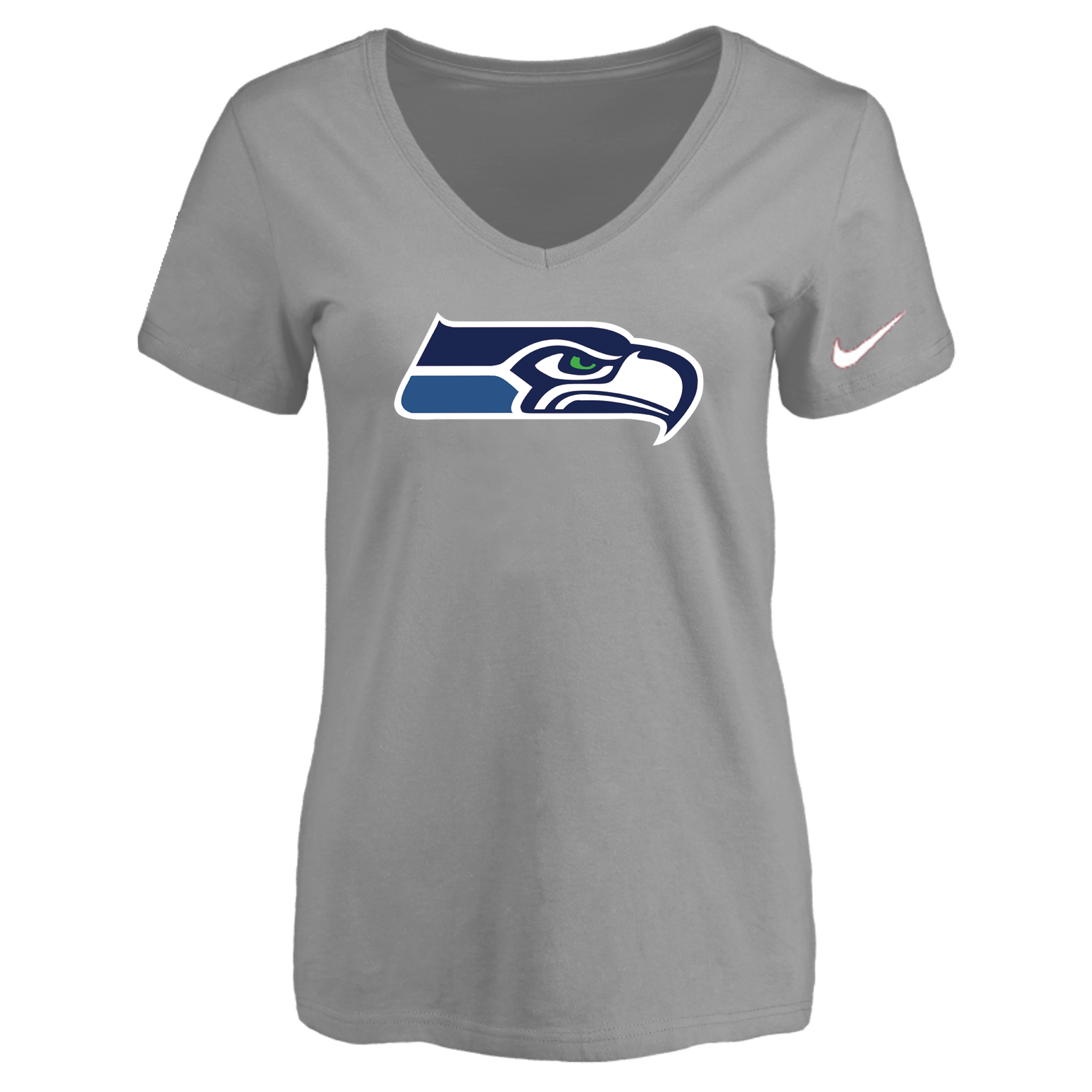 Seattle Seahawks L.Gray Women's Logo V neck T-Shirt
