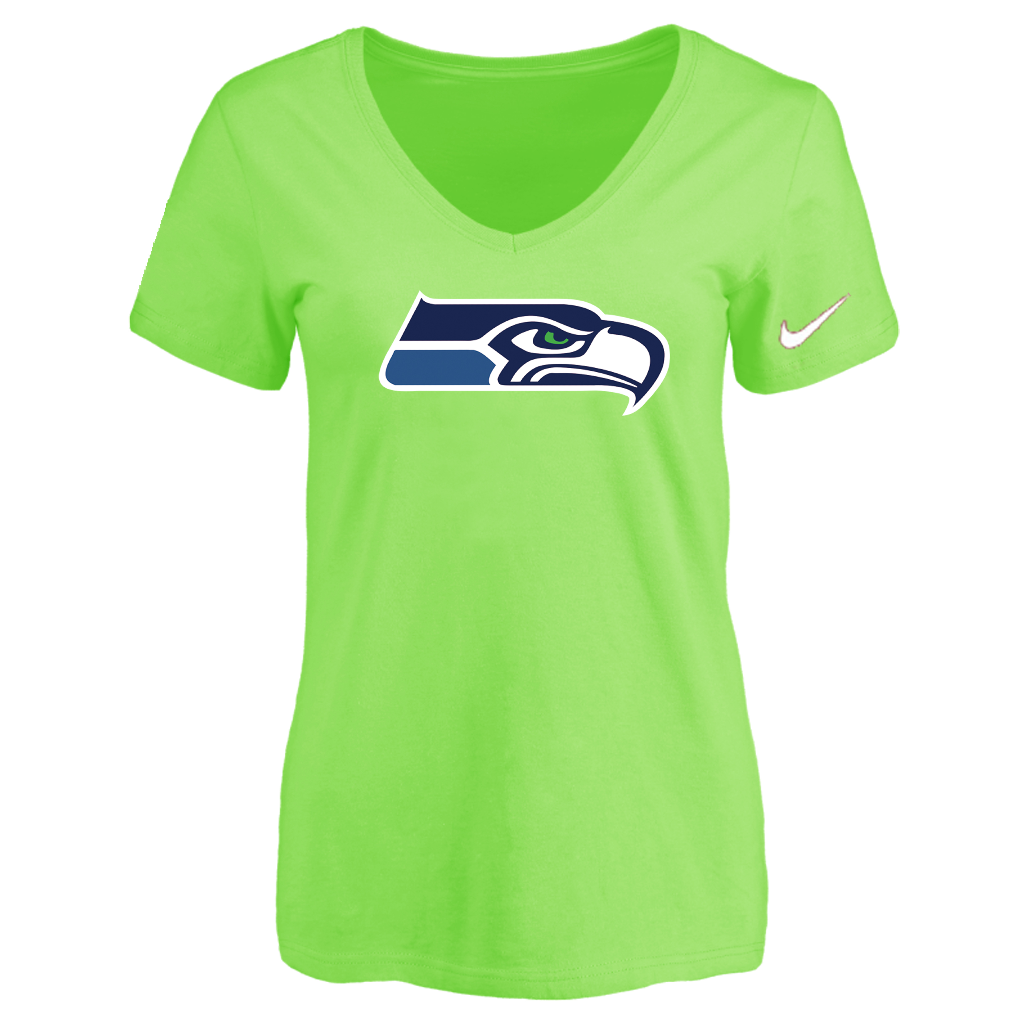 Seattle Seahawks L.Green Women's Logo V neck T-Shirt - Click Image to Close
