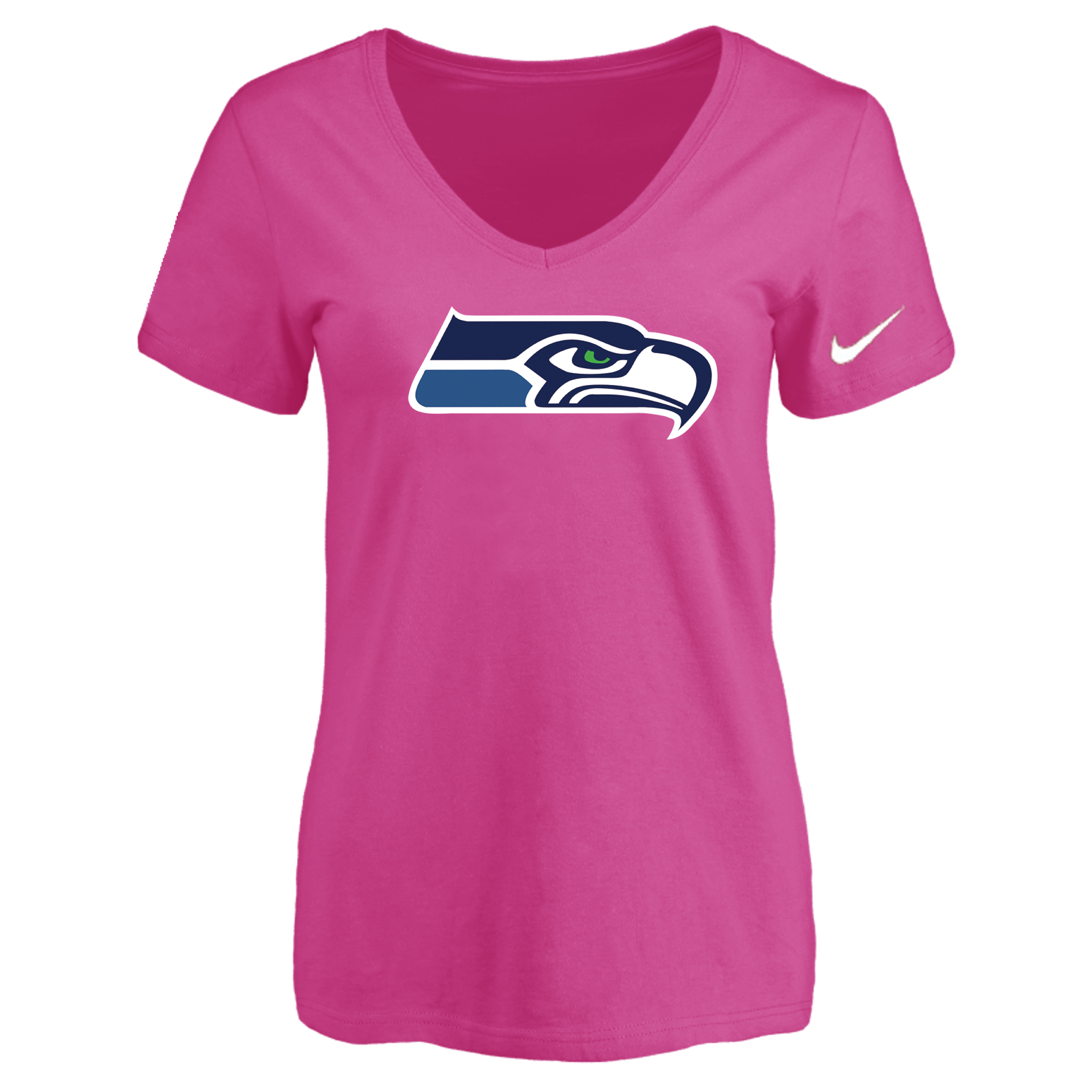 Seattle Seahawks Peach Women's Logo V neck T-Shirt
