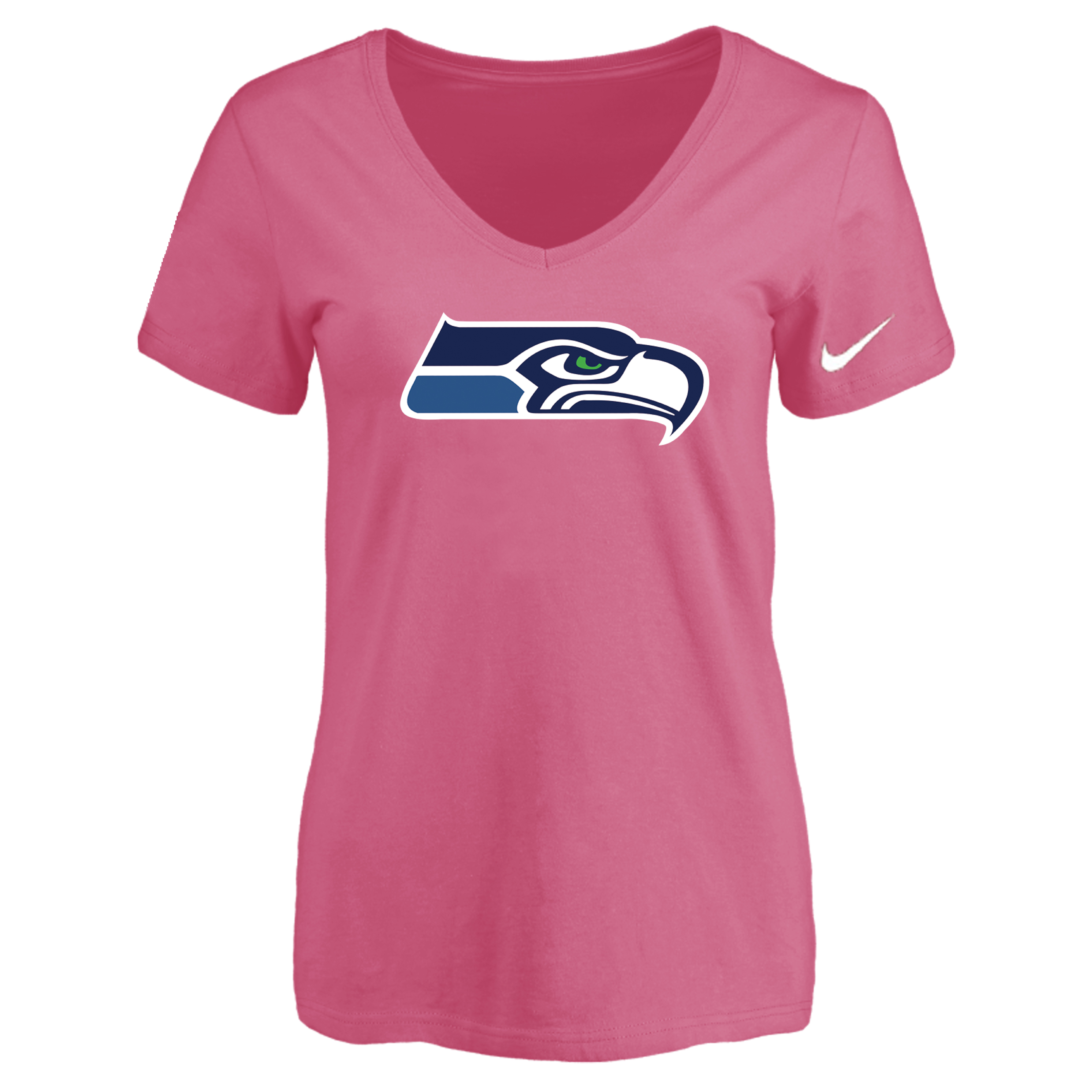 Seattle Seahawks Pink Women's Logo V neck T-Shirt