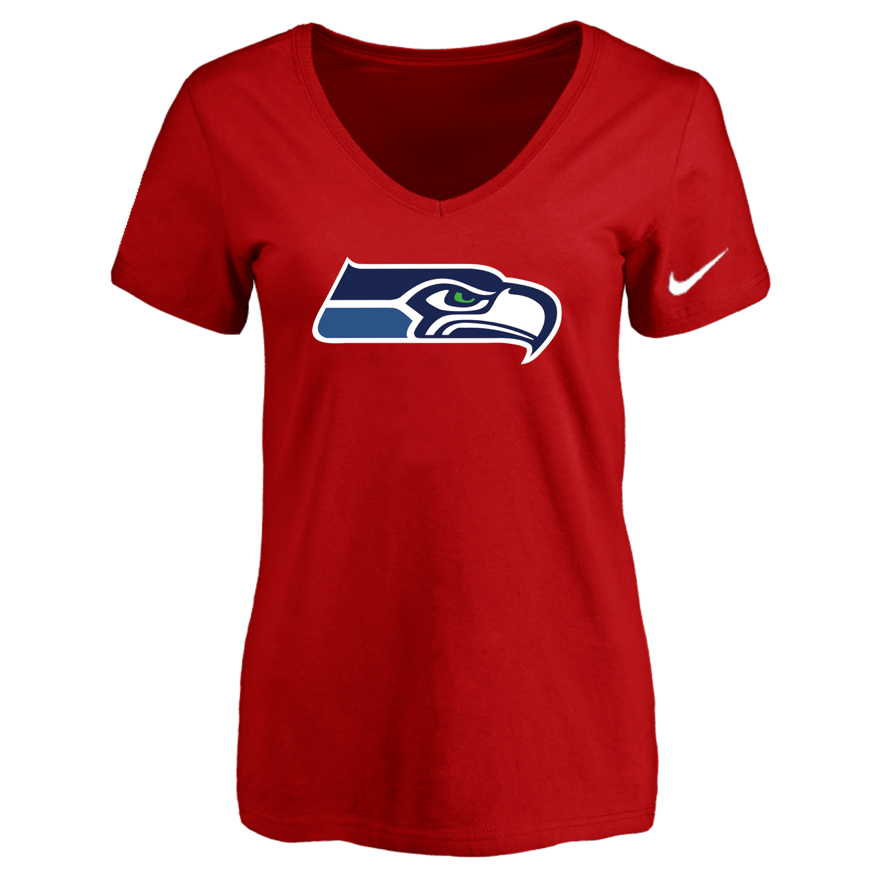 Seattle Seahawks Red Women's Logo V neck T-Shirt