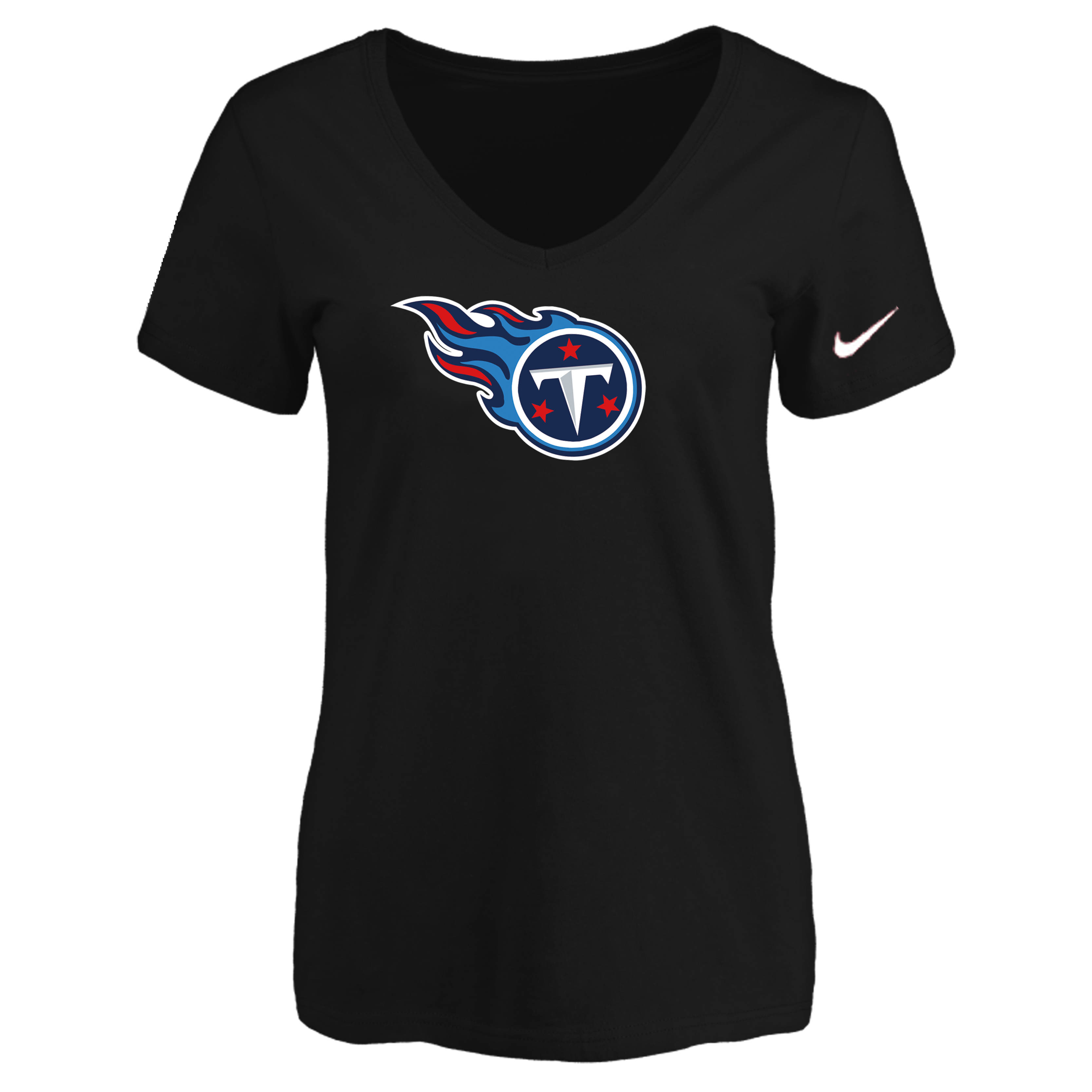 Tennessee Titans Black Women's Logo V neck T-Shirt