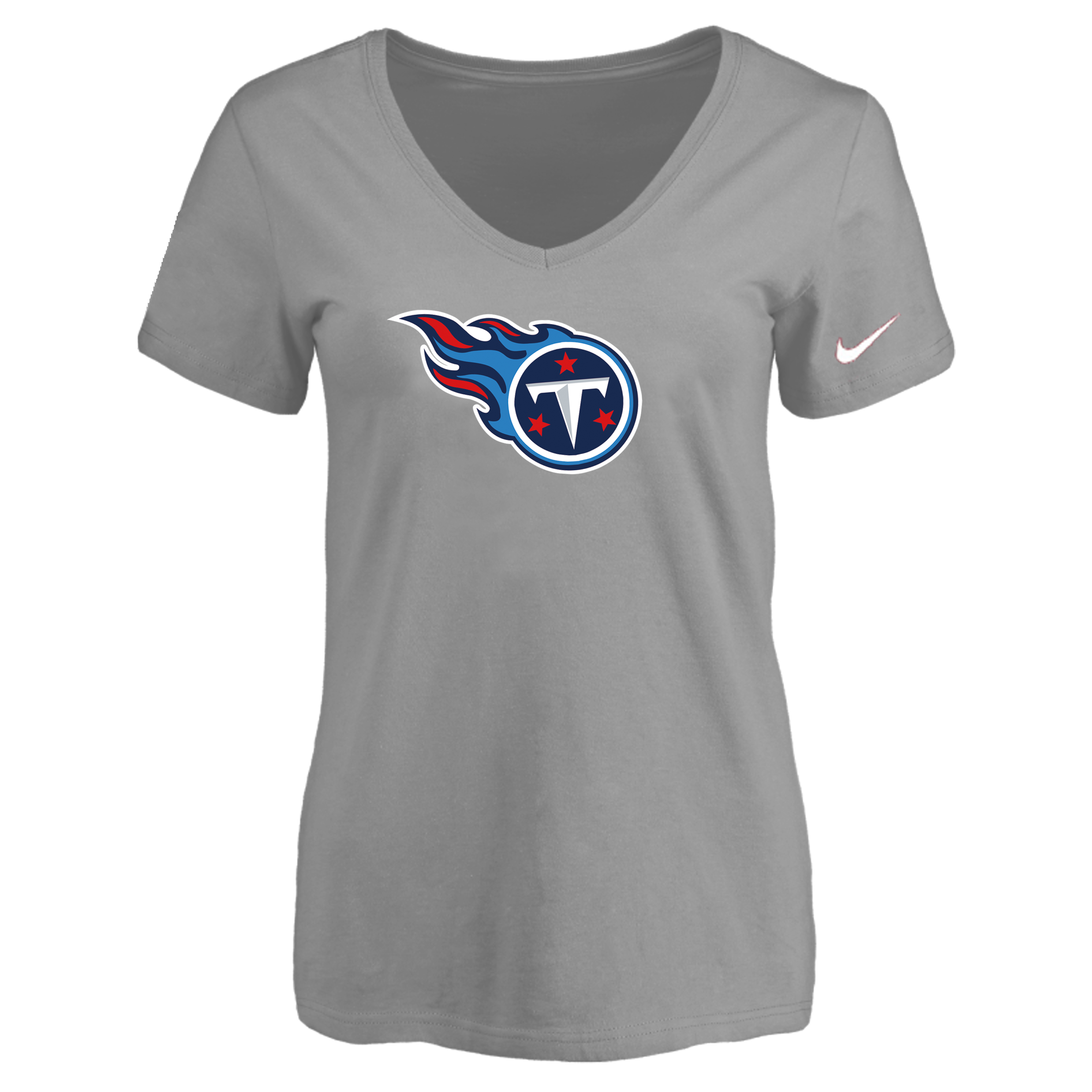 Tennessee Titans L.Gray Women's Logo V neck T-Shirt
