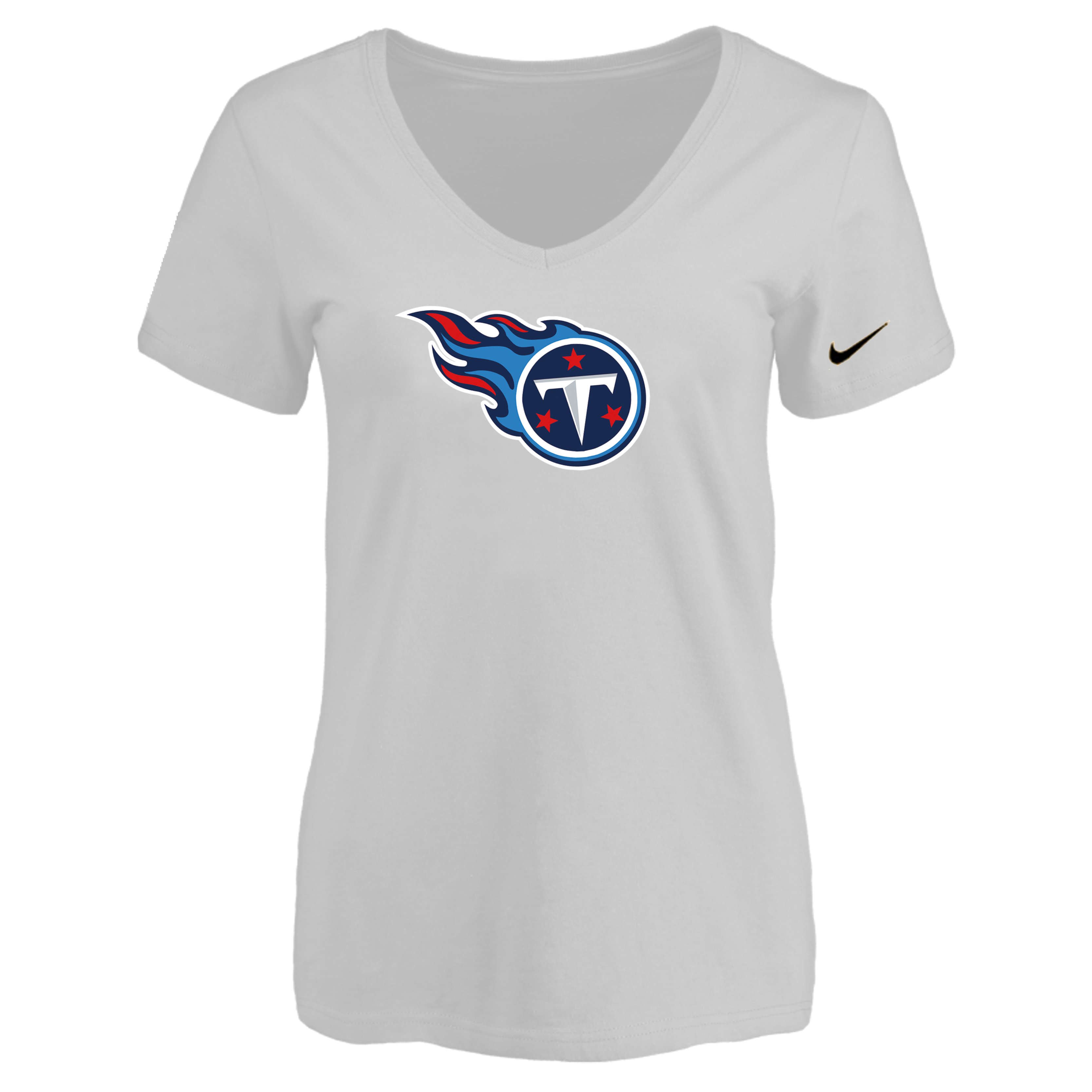Tennessee Titans White Women's Logo V neck T-Shirt