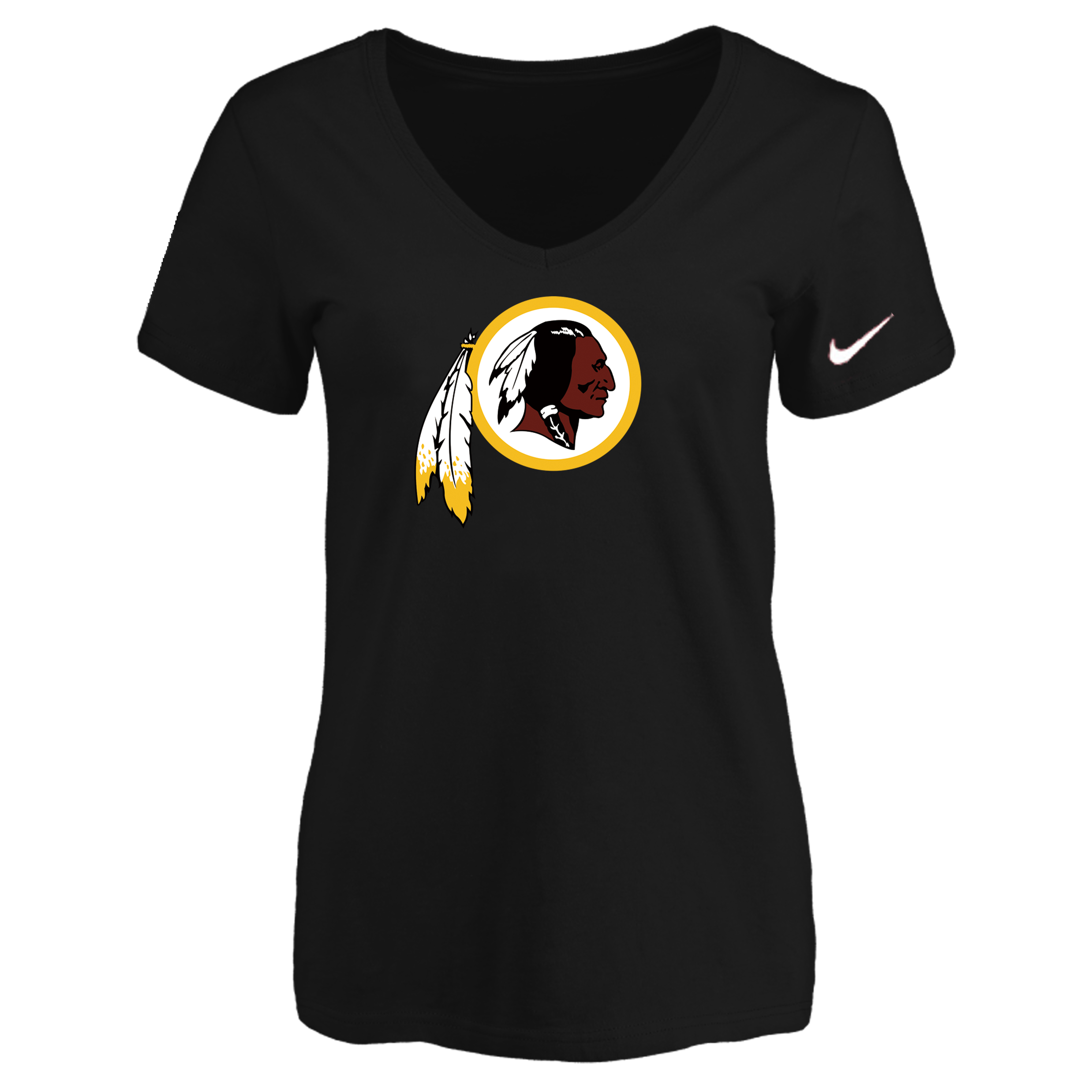 Washington Redskins Black Women's Logo V neck T-Shirt - Click Image to Close
