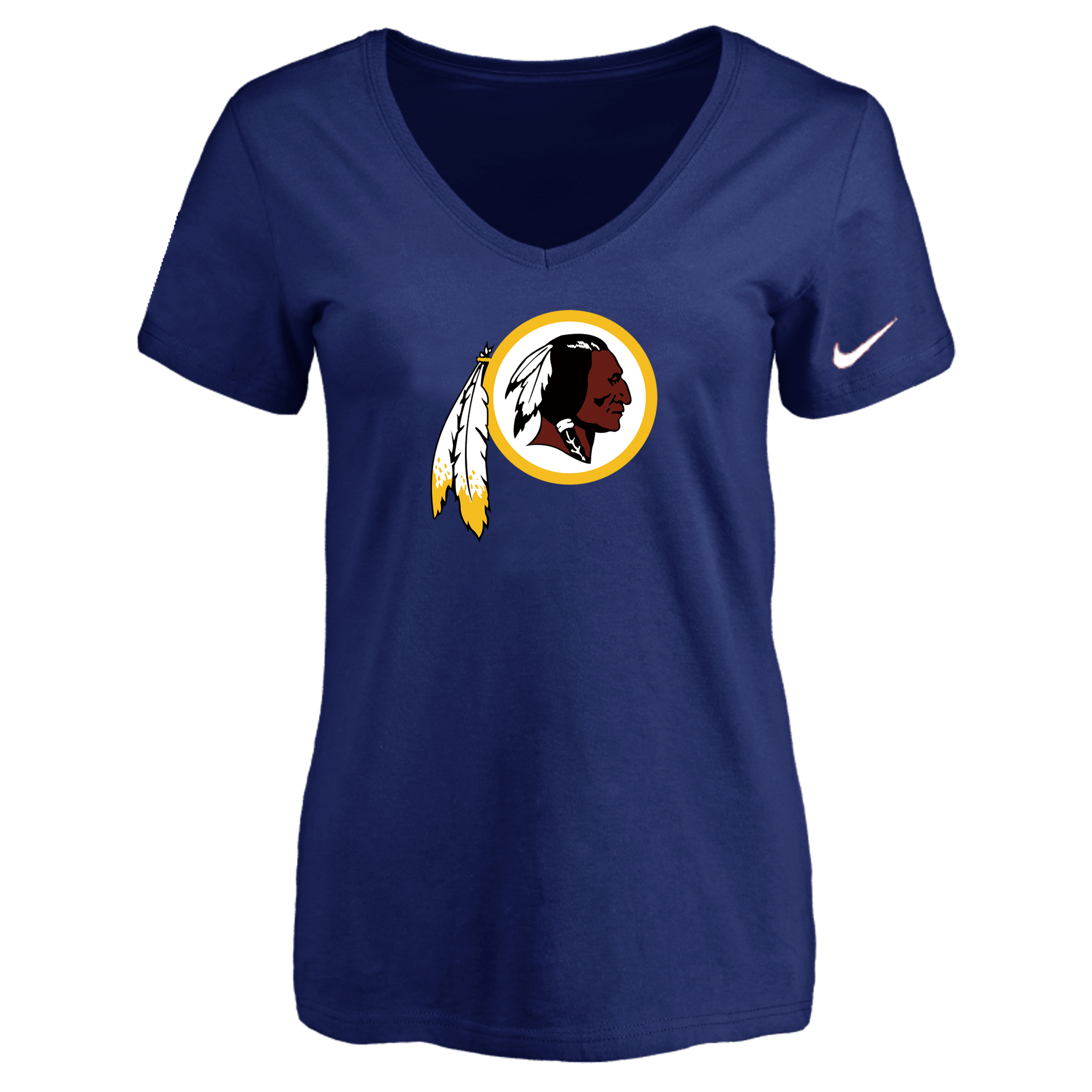 Washington Redskins D.Blue Women's Logo V neck T-Shirt