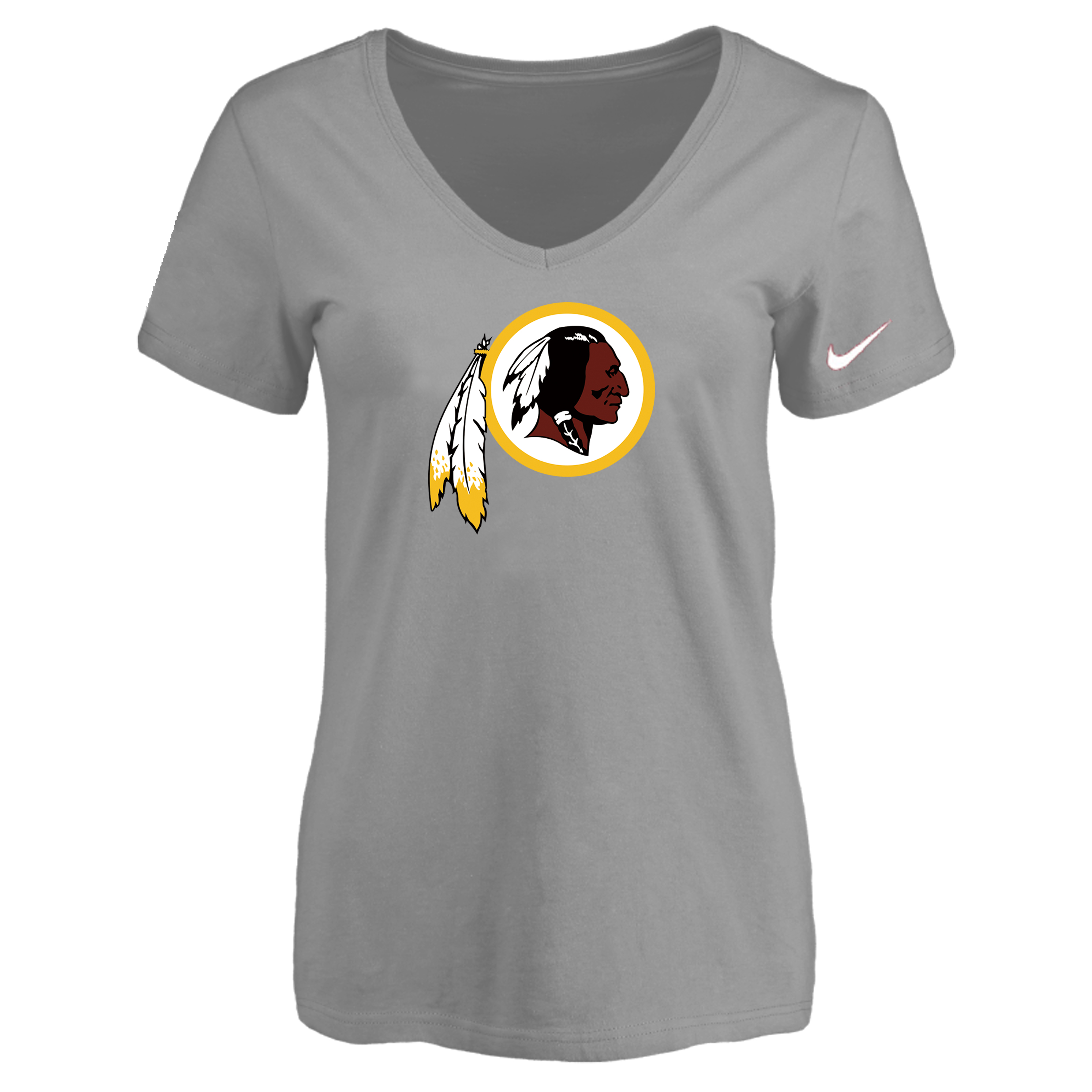 Washington Redskins L.Gray Women's Logo V neck T-Shirt - Click Image to Close