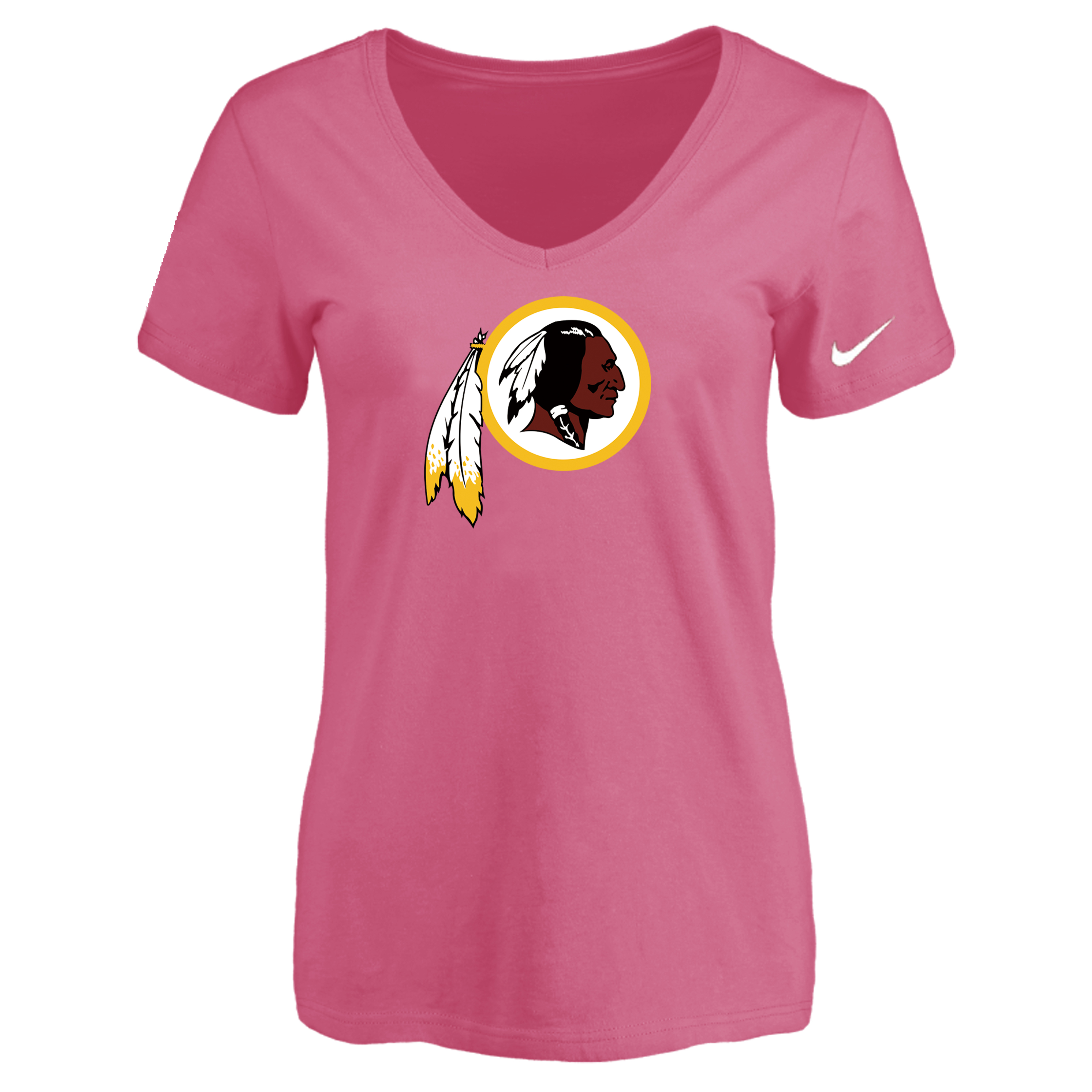 Washington Redskins Pink Women's Logo V neck T-Shirt