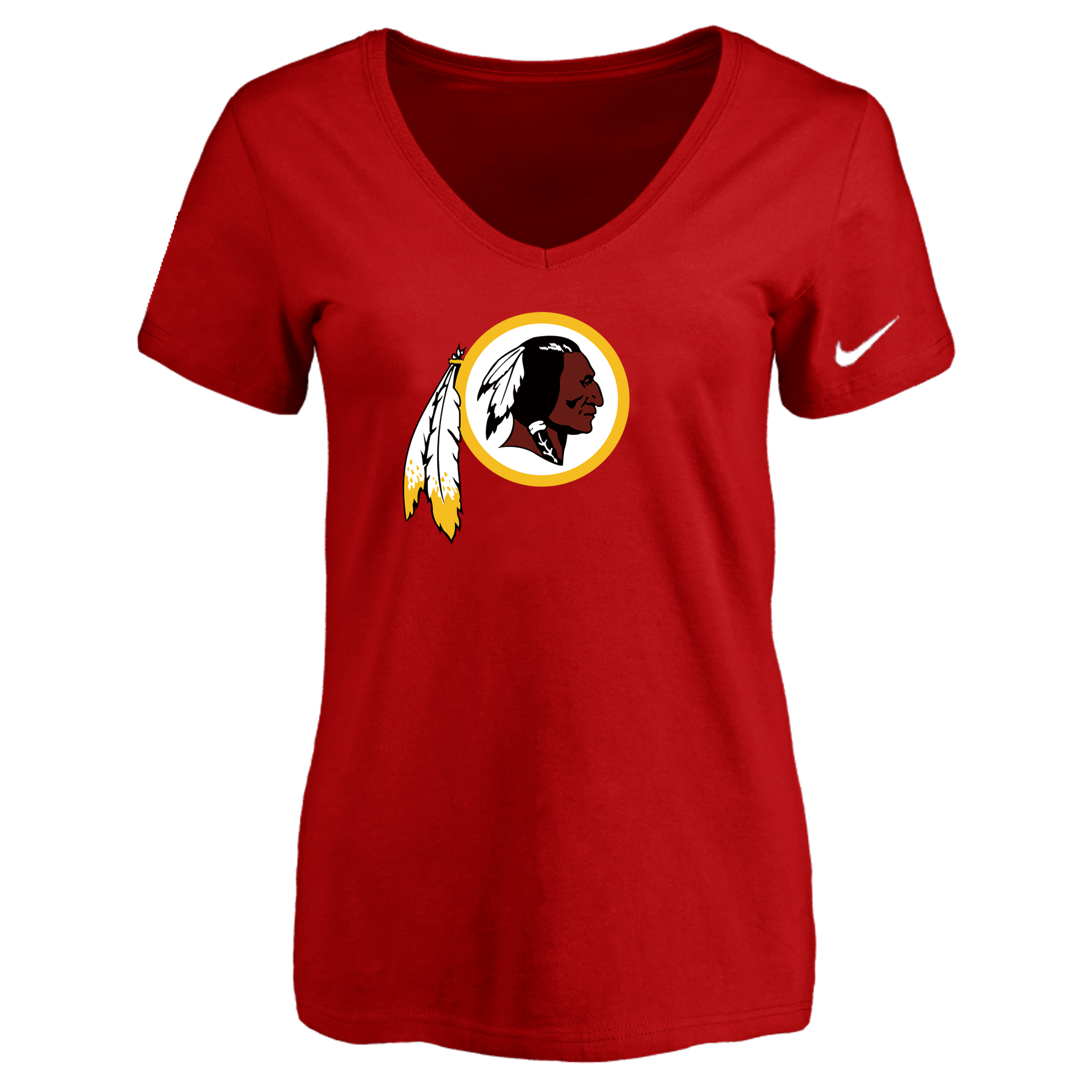Washington Redskins Red Women's Logo V neck T-Shirt - Click Image to Close