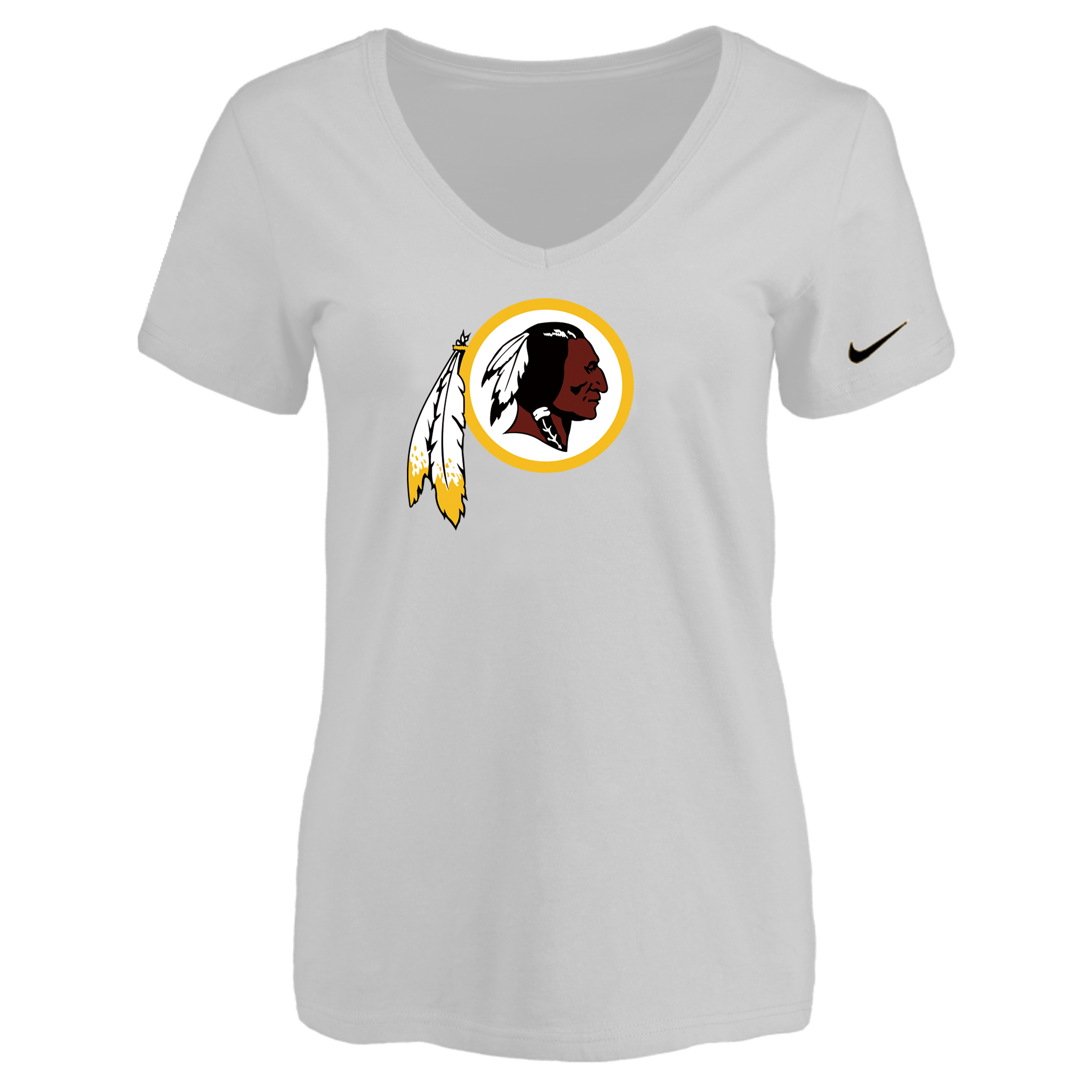 Washington Redskins White Women's Logo V neck T-Shirt