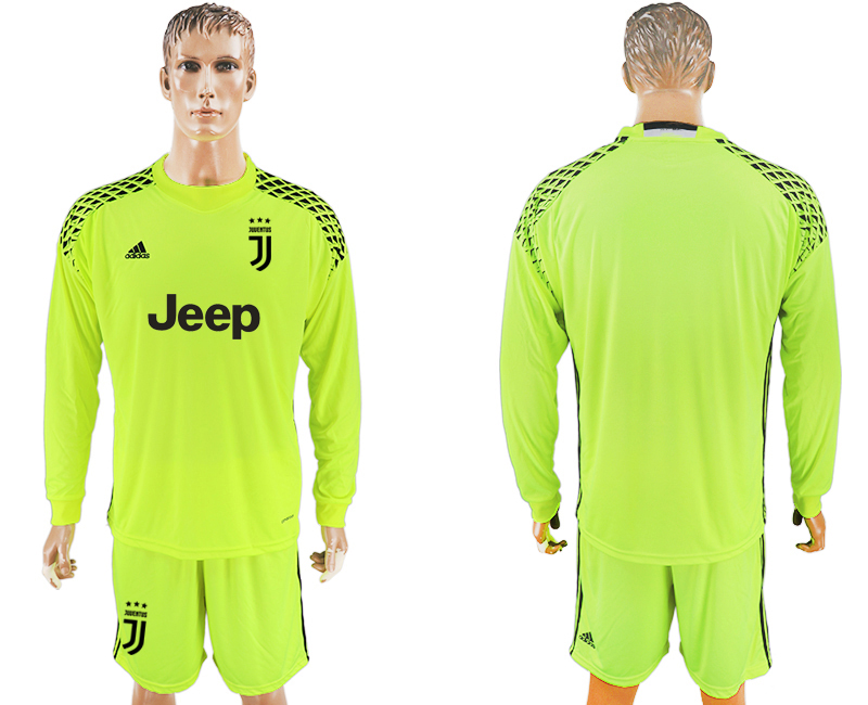 2017-18 Juventus Fluorescent Green Goalkeeper Long Sleeve Soccer Jersey