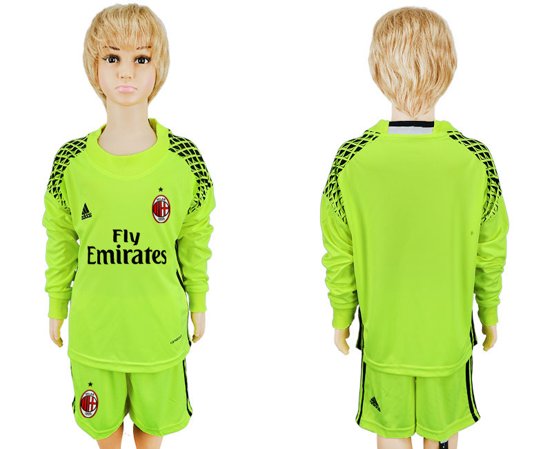 2016-17 AC Milan Fluorescent Green Youth Goalkeeper Soccer Jersey