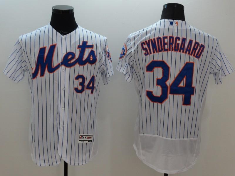 Mets 34 Noah Syndergaard White Flexbase Jersey - Click Image to Close