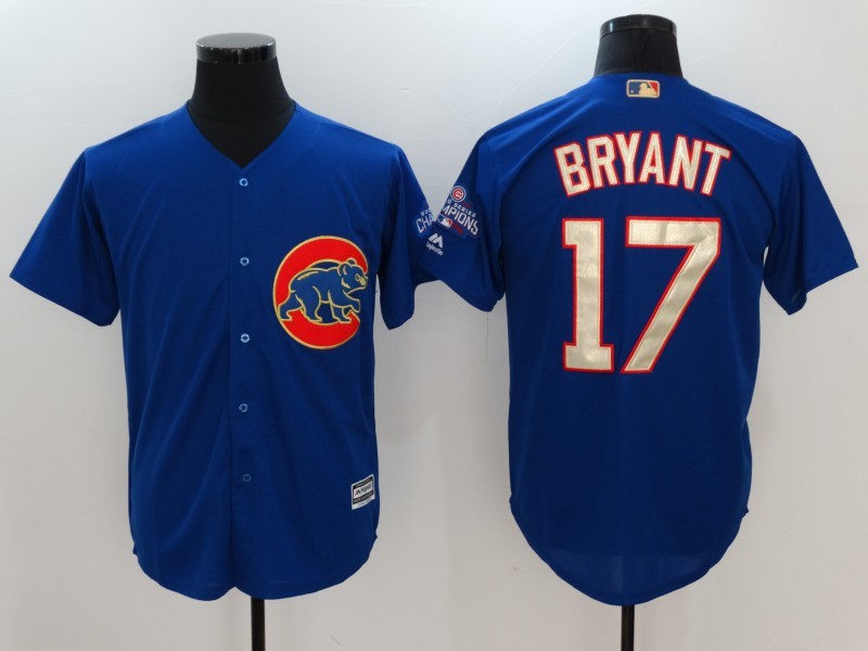 Cubs 17 Kris Bryant Blue World Series Champions Cool Base Jersey