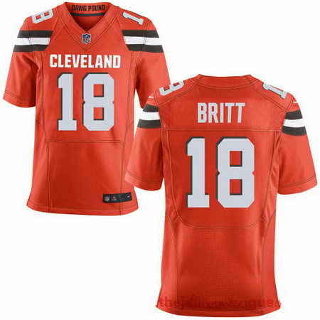 Nike Browns 18 Kenny Britt Orange Elite Jersey