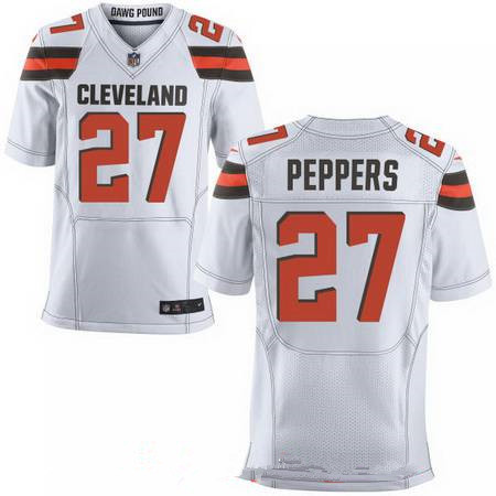 Nike Browns 27 Jabrill Peppers White Elite Jersey