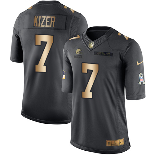 Nike Browns 7 DeShone Kizer Anthracite Gold Salute to Service Limited Jersey