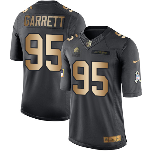 Nike Browns 95 Myles Garrett Anthracite Gold Salute to Service Limited Jersey