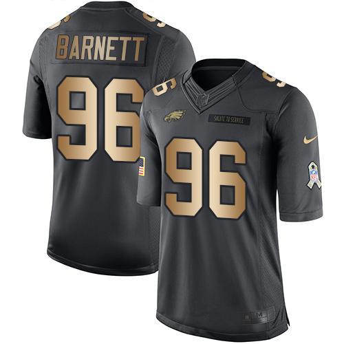 Nike Eagles 96 Derek Barnett Anthracite Gold Salute to Service Limited Jersey