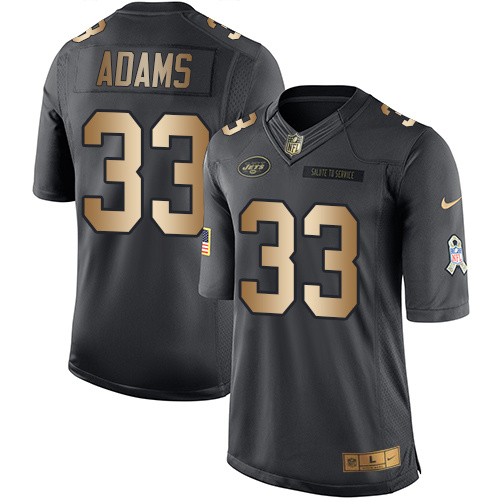 Nike Jets 33 Jamal Adams Anthracite Gold Salute to Service Limited Jersey