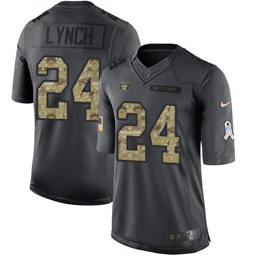 Nike Raiders 24 Marshawn Lynch Anthracite Salute to Service Limited Jersey